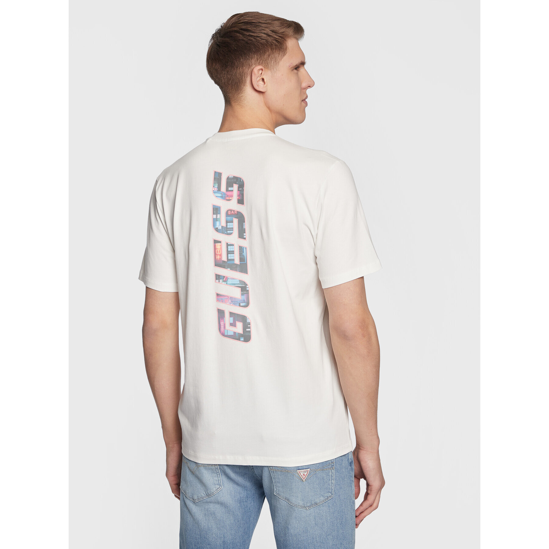 Guess T-Shirt Buster Z3GI06 J1314 Bílá Slim Fit - Pepit.cz