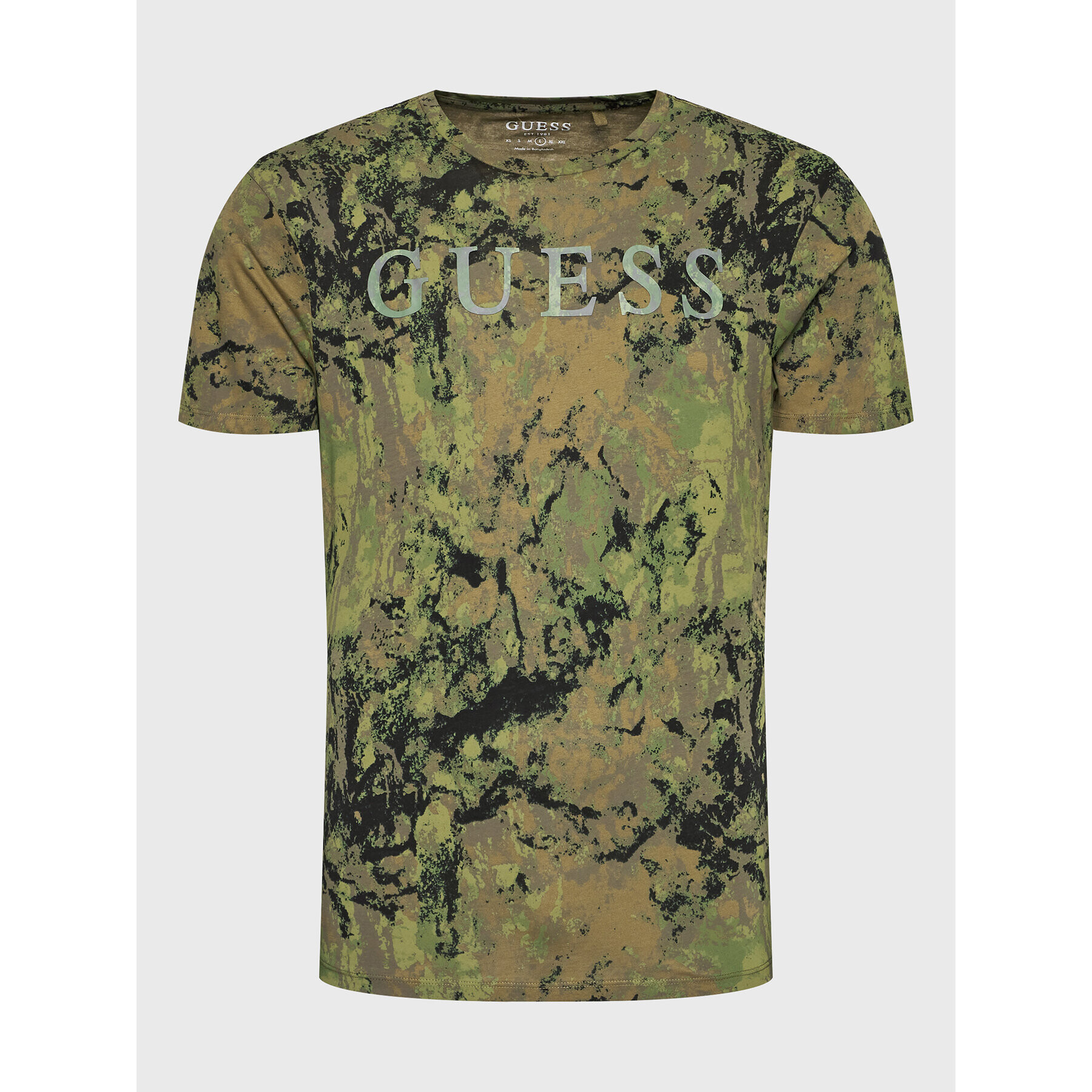 Guess T-Shirt Camo M2BI66 K9RM4 Zelená Regular Fit - Pepit.cz