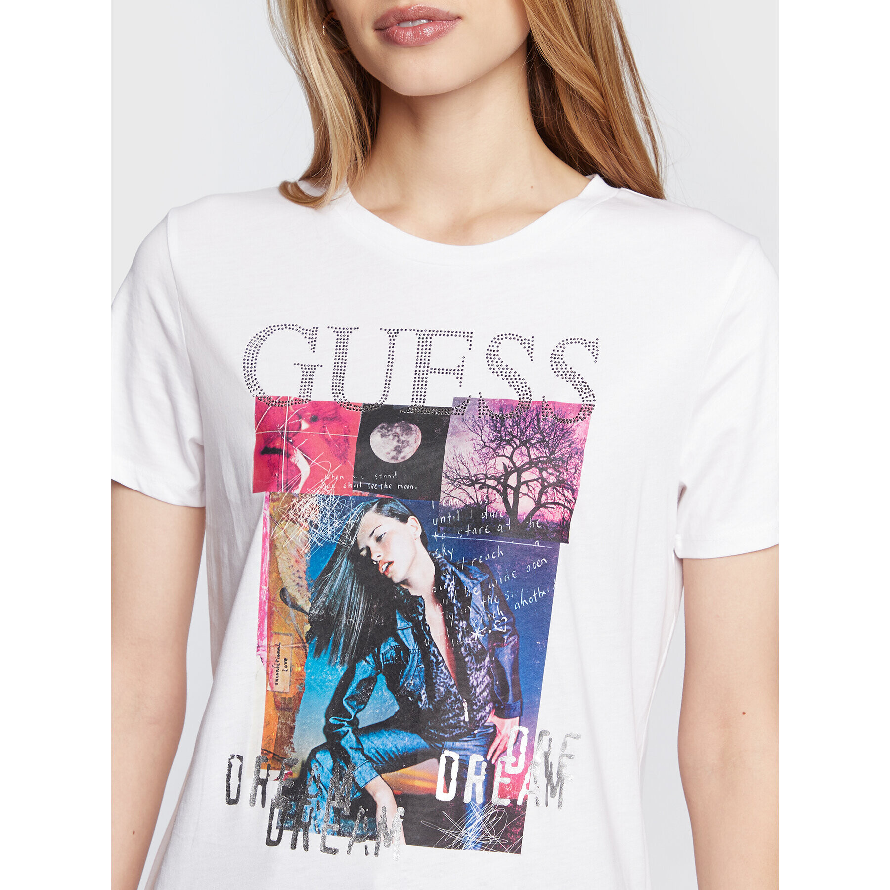 Guess T-Shirt Collage Dream W2BI52 K9RM4 Bílá Regular Fit - Pepit.cz