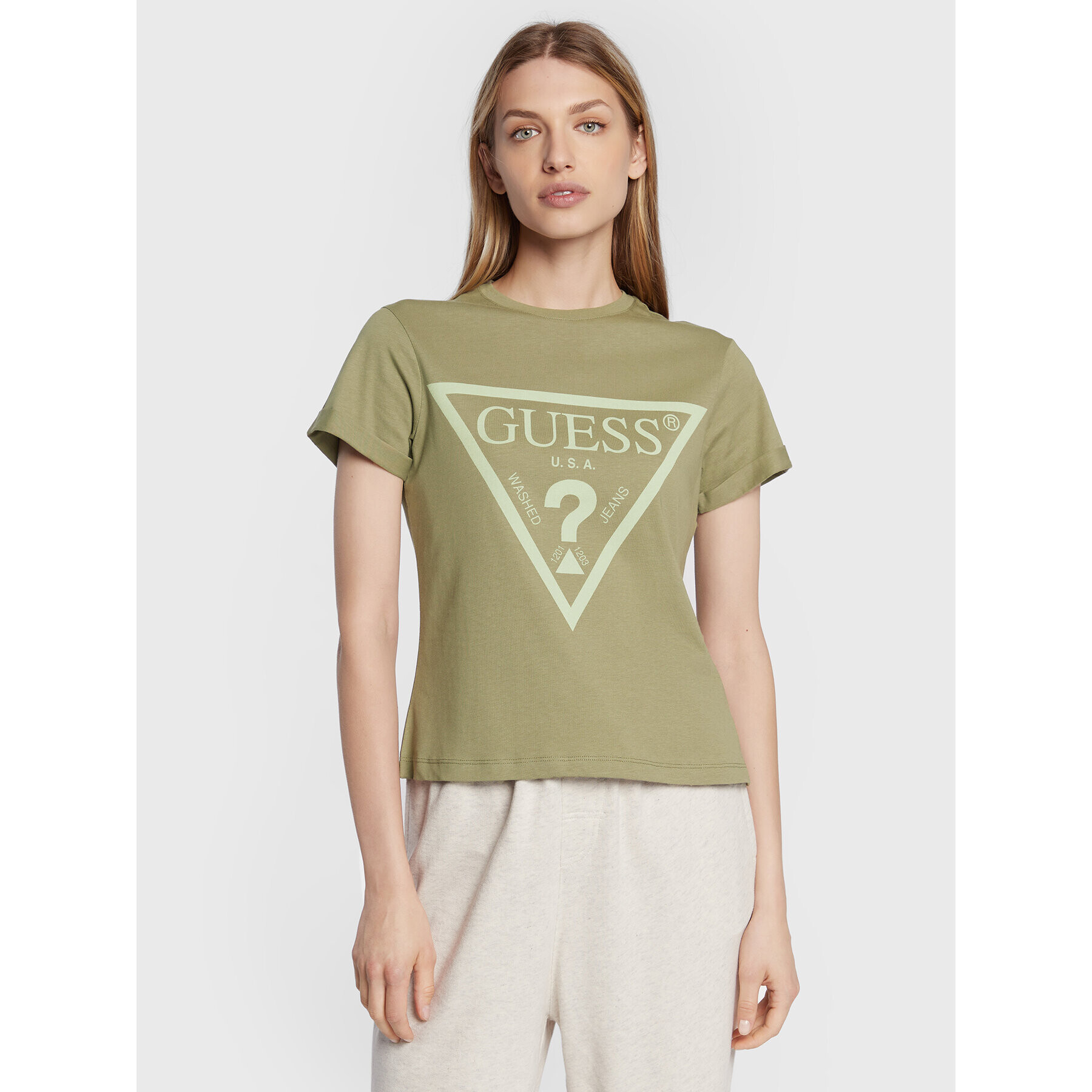 Guess T-Shirt Dianna V2BI06 I3Z14 Zelená Regular Fit - Pepit.cz