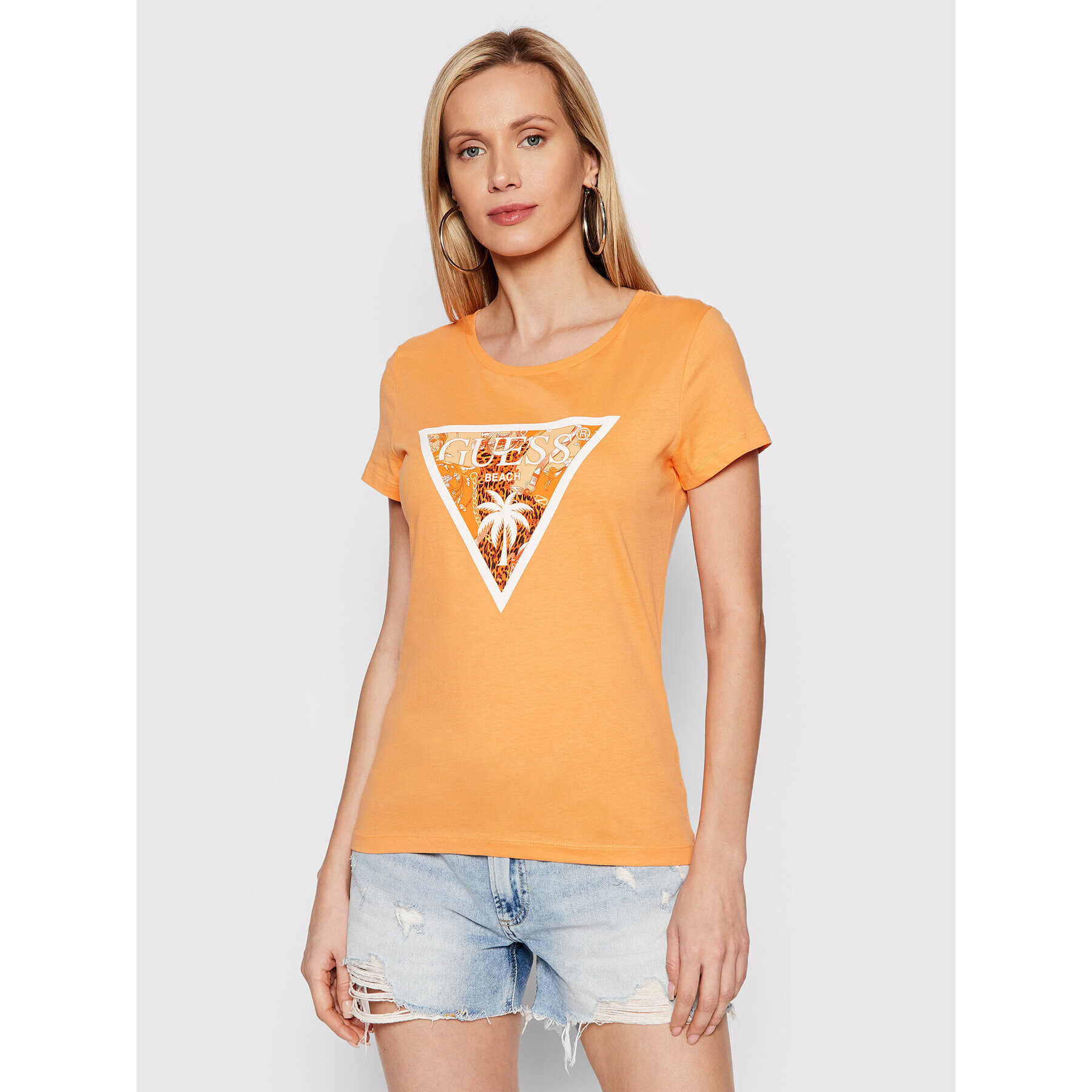 Guess T-Shirt E2GI02 K8FY0 Oranžová Regular Fit - Pepit.cz