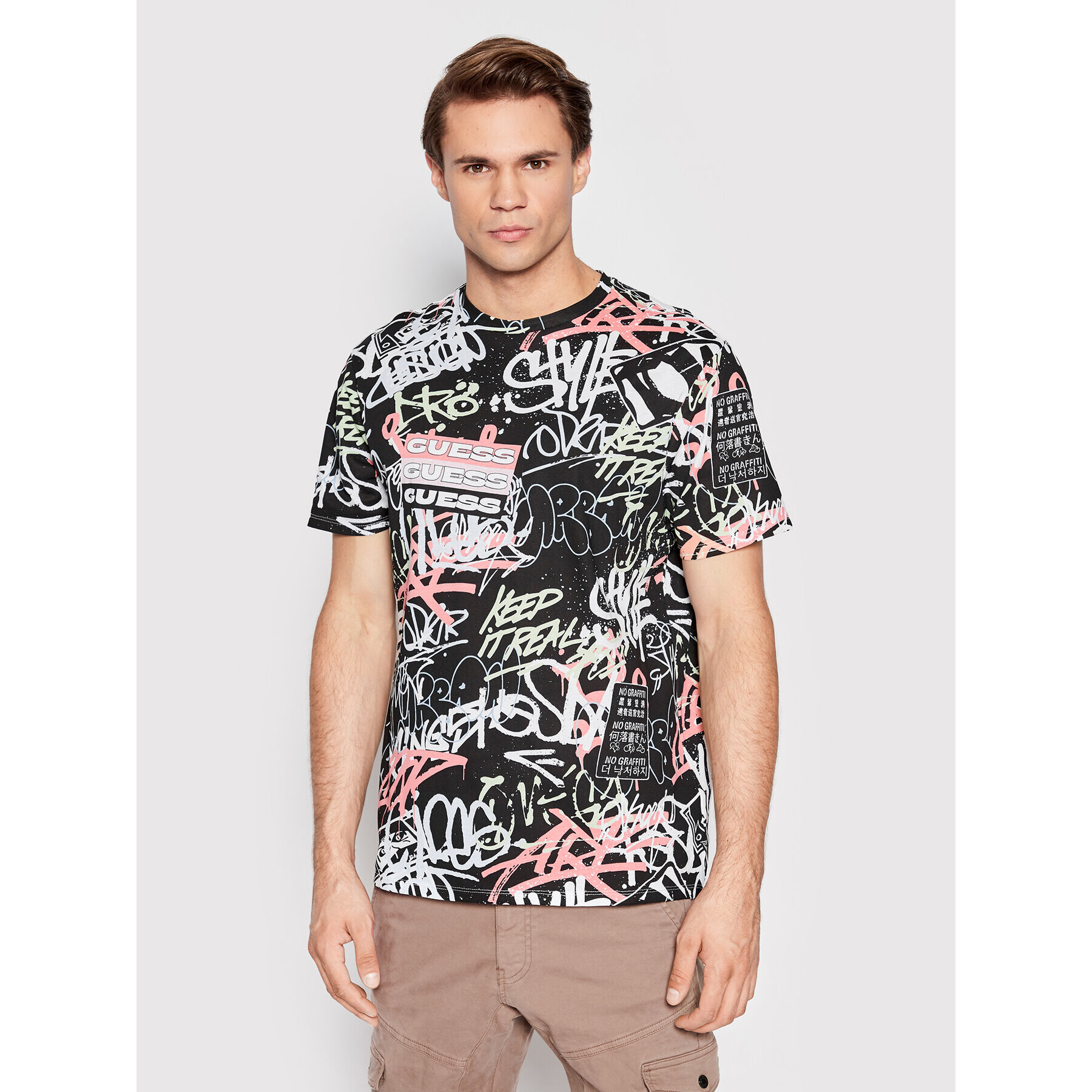 Guess T-Shirt Eco Graphic M2YI10 K9RM1 Barevná Slim Fit - Pepit.cz