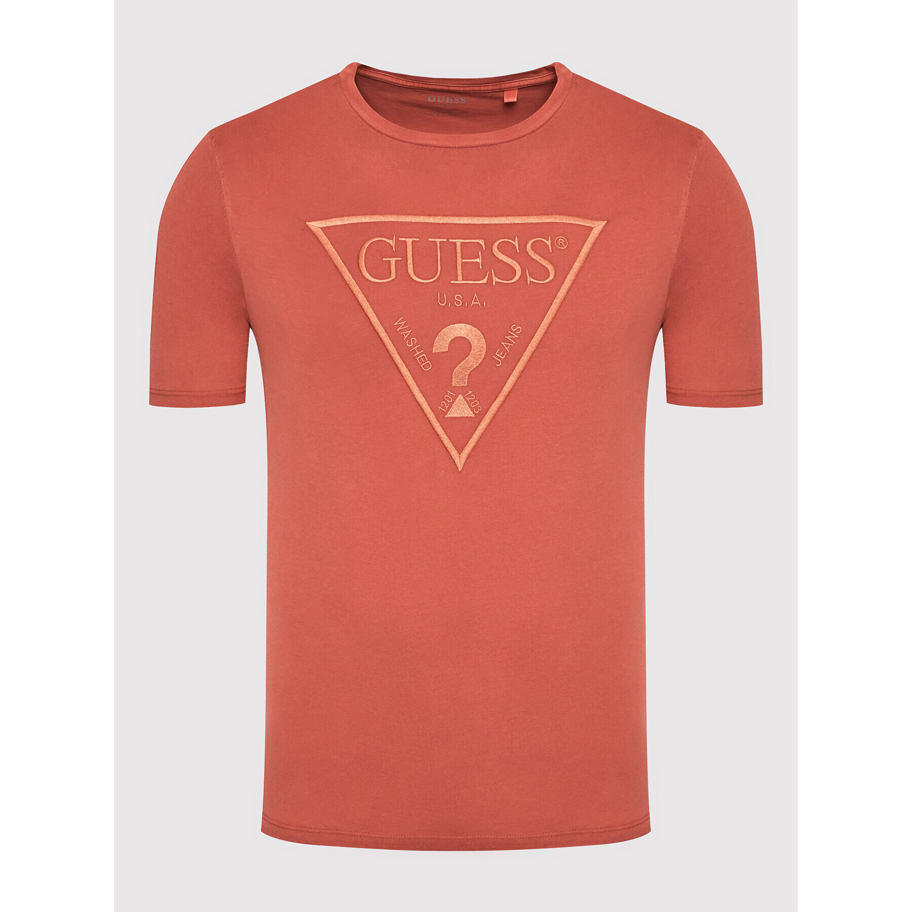 Guess T-Shirt Embroidered Logo M0BI1J R9YK0 Červená Regular Fit - Pepit.cz