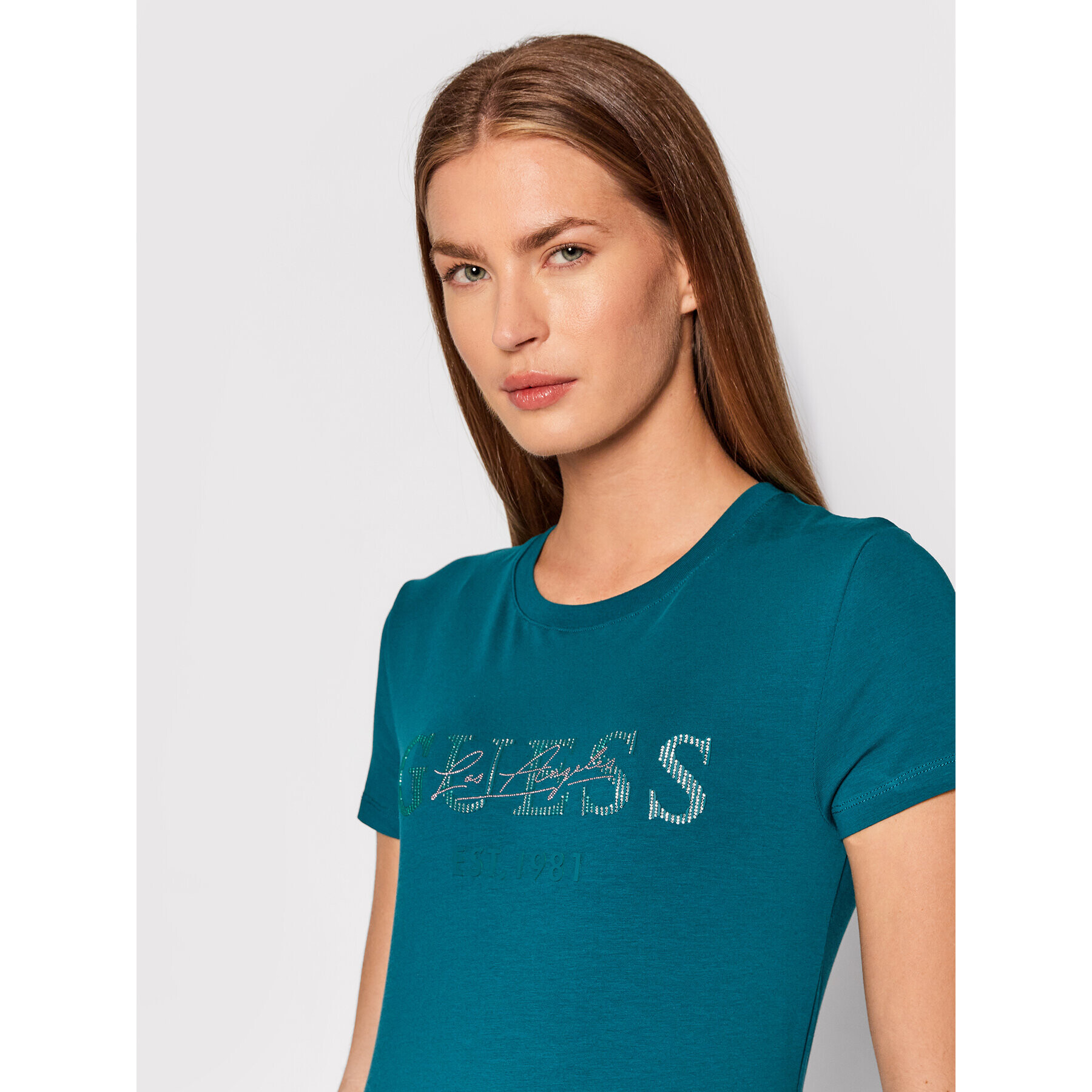 Guess T-Shirt Enara W1BI02 J1311 Zelená Regular Fit - Pepit.cz