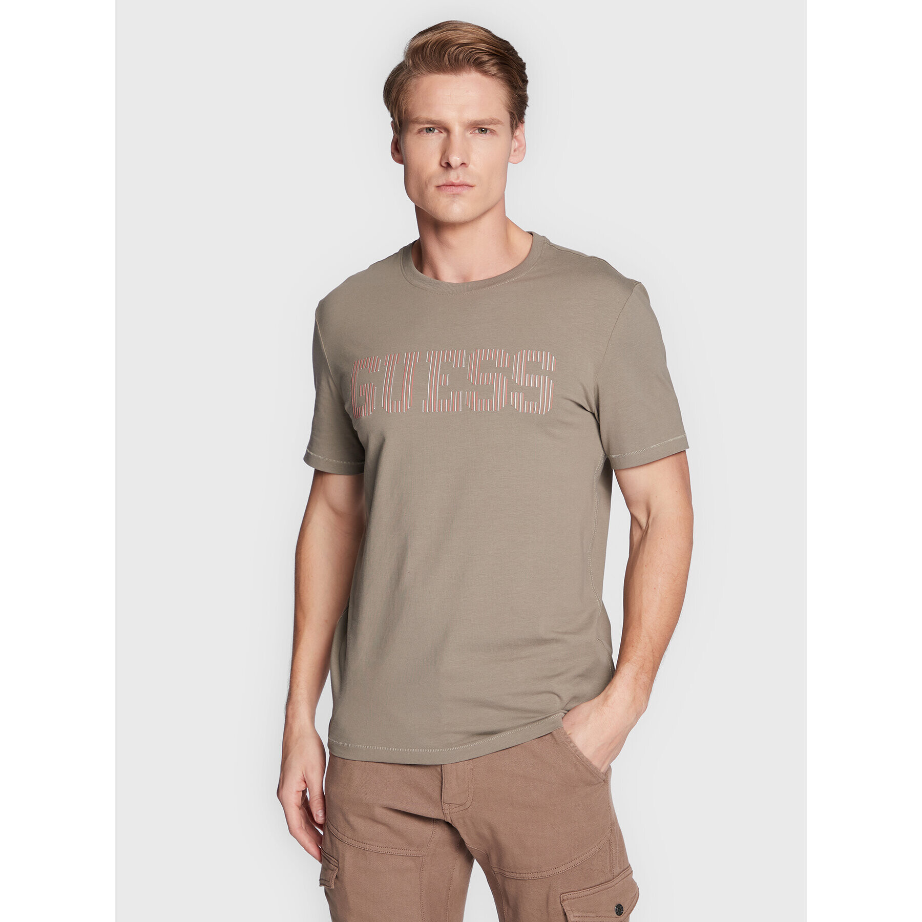 Guess T-Shirt Ermak M3RI05 J1314 Zelená Slim Fit - Pepit.cz