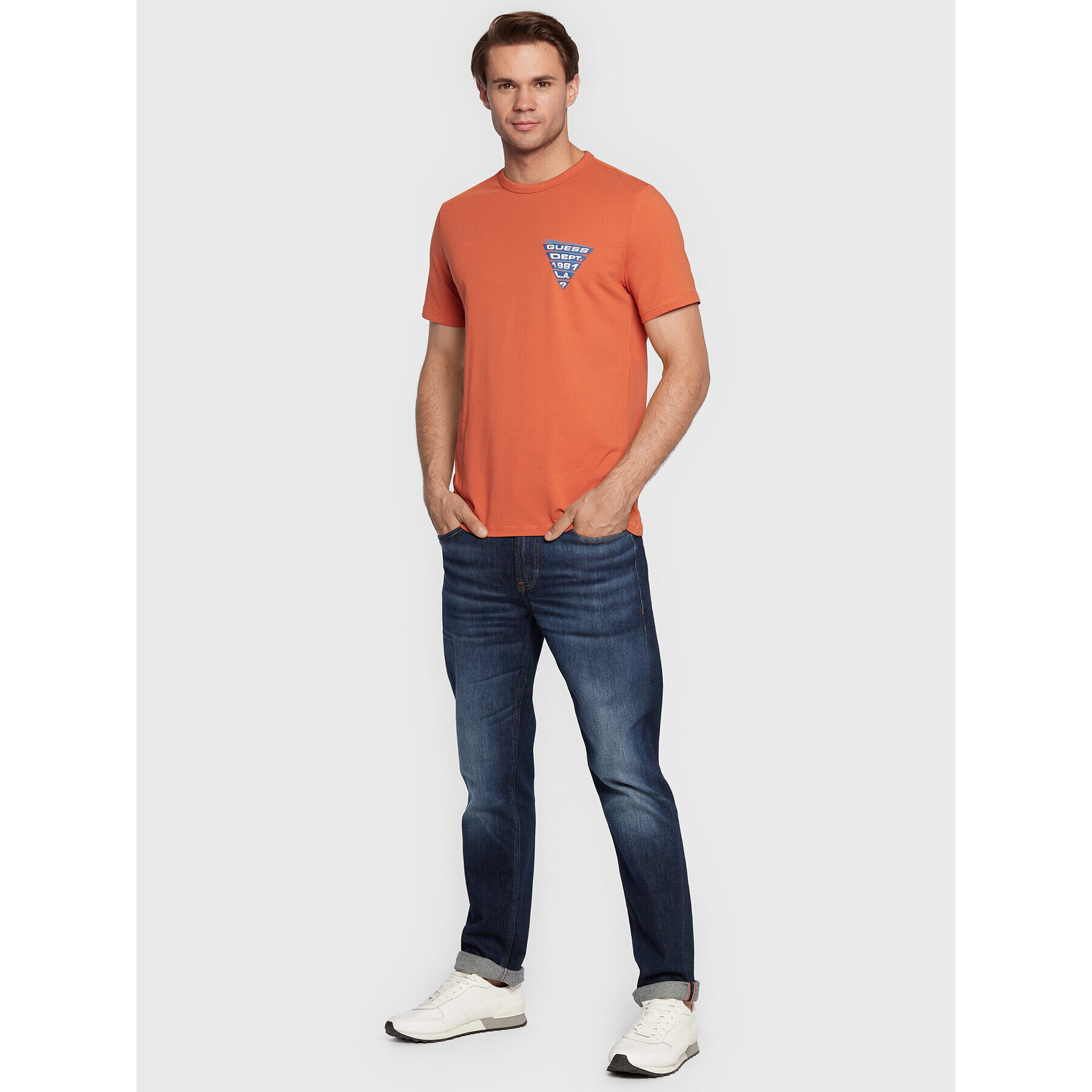 Guess T-Shirt Eskil M2BI26 J1314 Oranžová Slim Fit - Pepit.cz