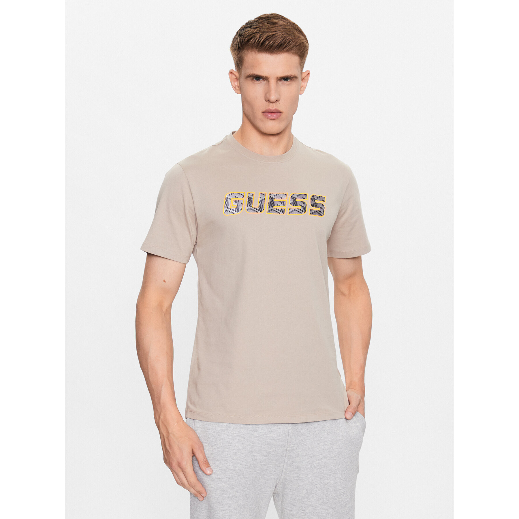 Guess T-Shirt Euegene Z3YI11 I3Z14 Béžová Regular Fit - Pepit.cz