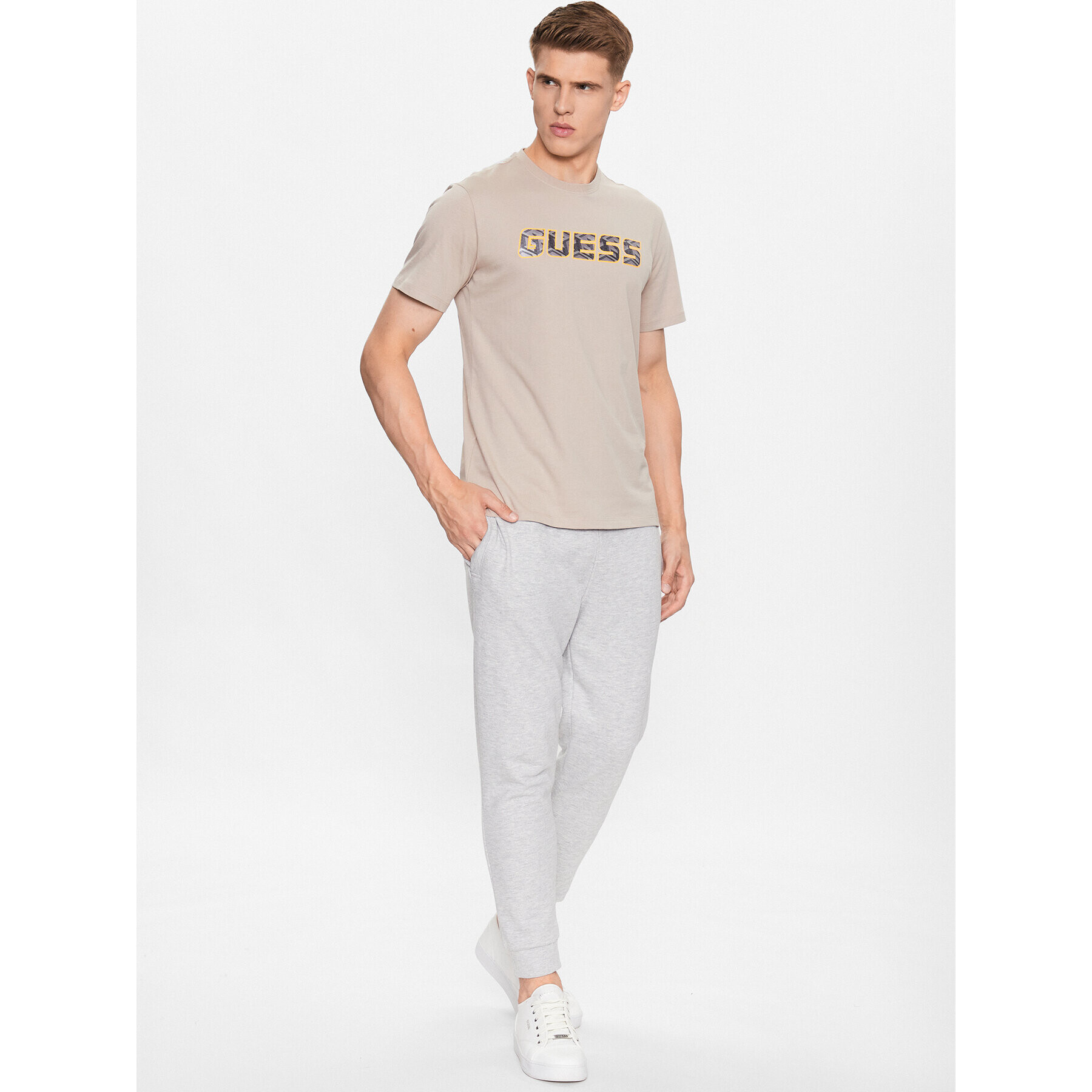 Guess T-Shirt Euegene Z3YI11 I3Z14 Béžová Regular Fit - Pepit.cz