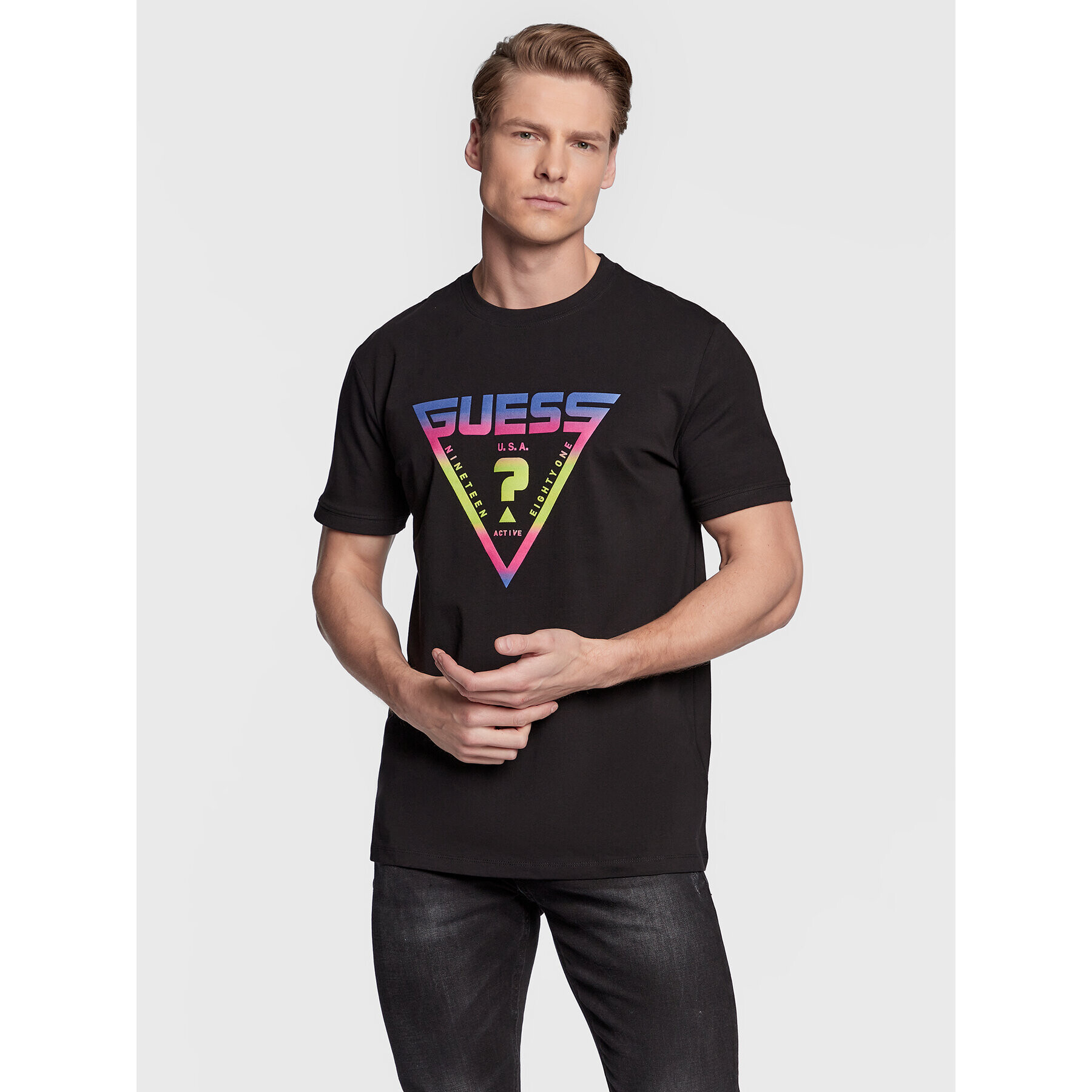 Guess T-Shirt Ezra Z3RI09 J1314 Černá Slim Fit - Pepit.cz