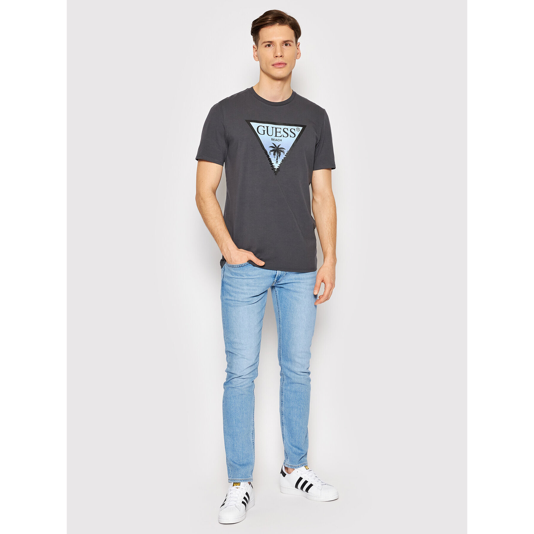 Guess T-Shirt F2GI00 J1311 Šedá Slim Fit - Pepit.cz