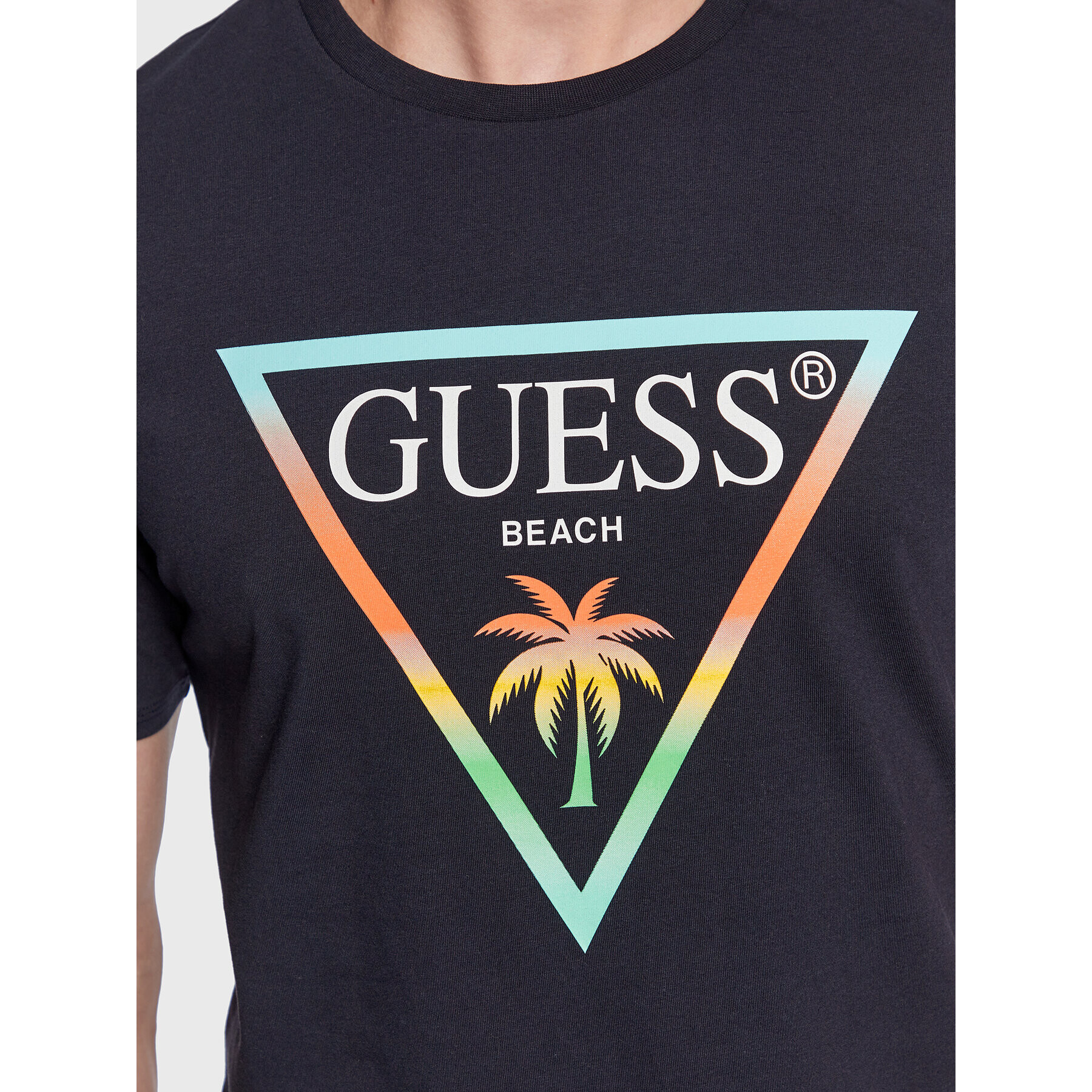 Guess T-Shirt F3GI02 J1314 Modrá Slim Fit - Pepit.cz