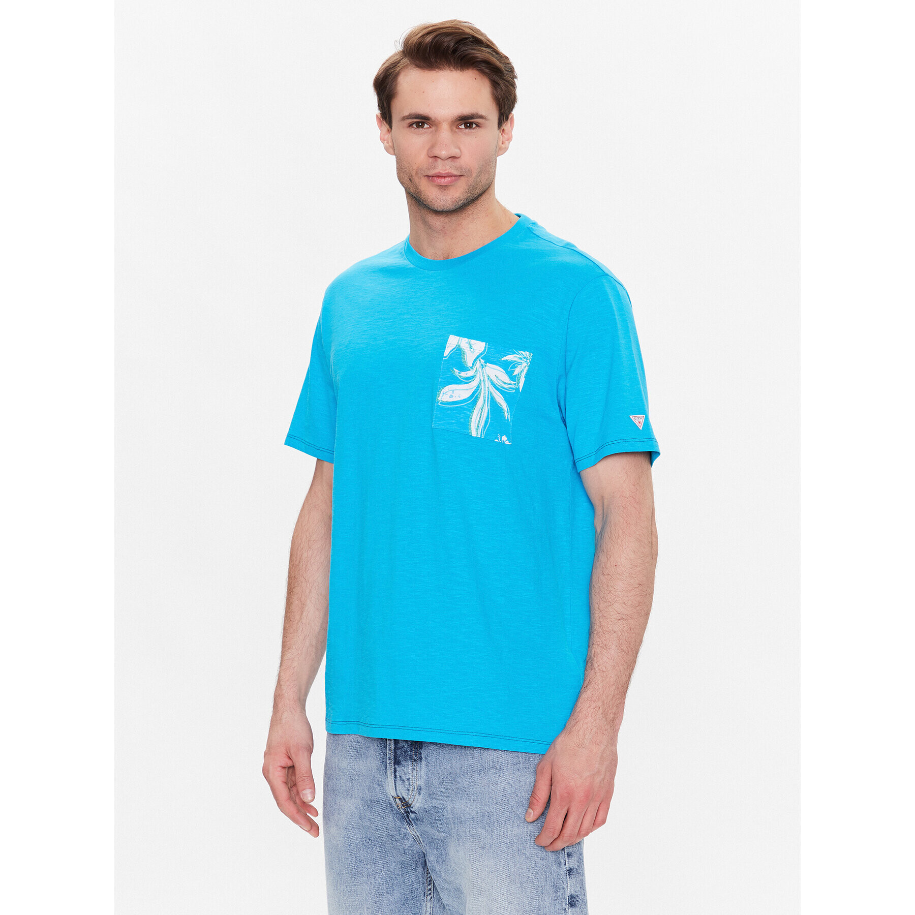 Guess T-Shirt F3GI04 K6XN4 Modrá Regular Fit - Pepit.cz