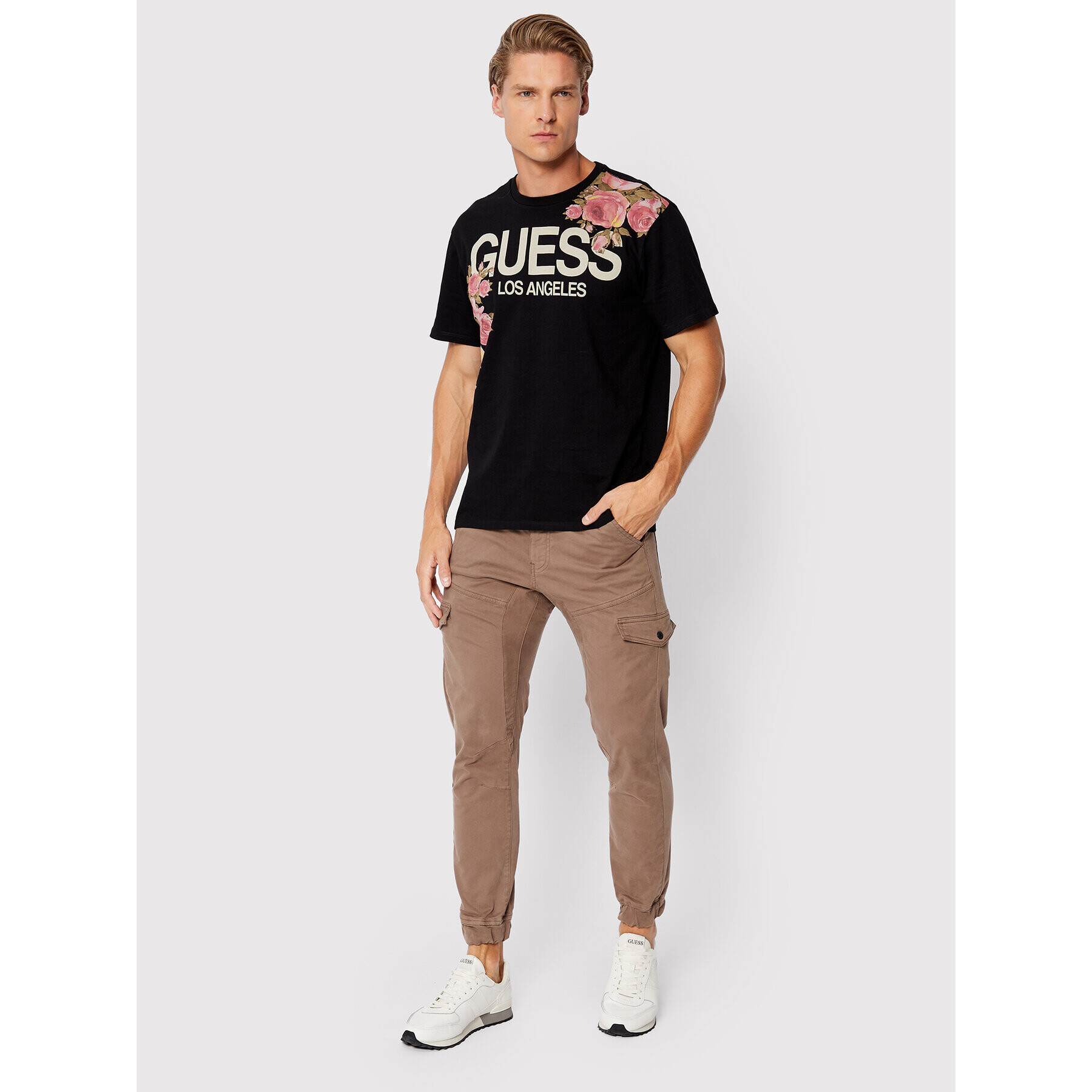 Guess T-Shirt Floral Logo M2BI75 K9RM3 Černá Regular Fit - Pepit.cz