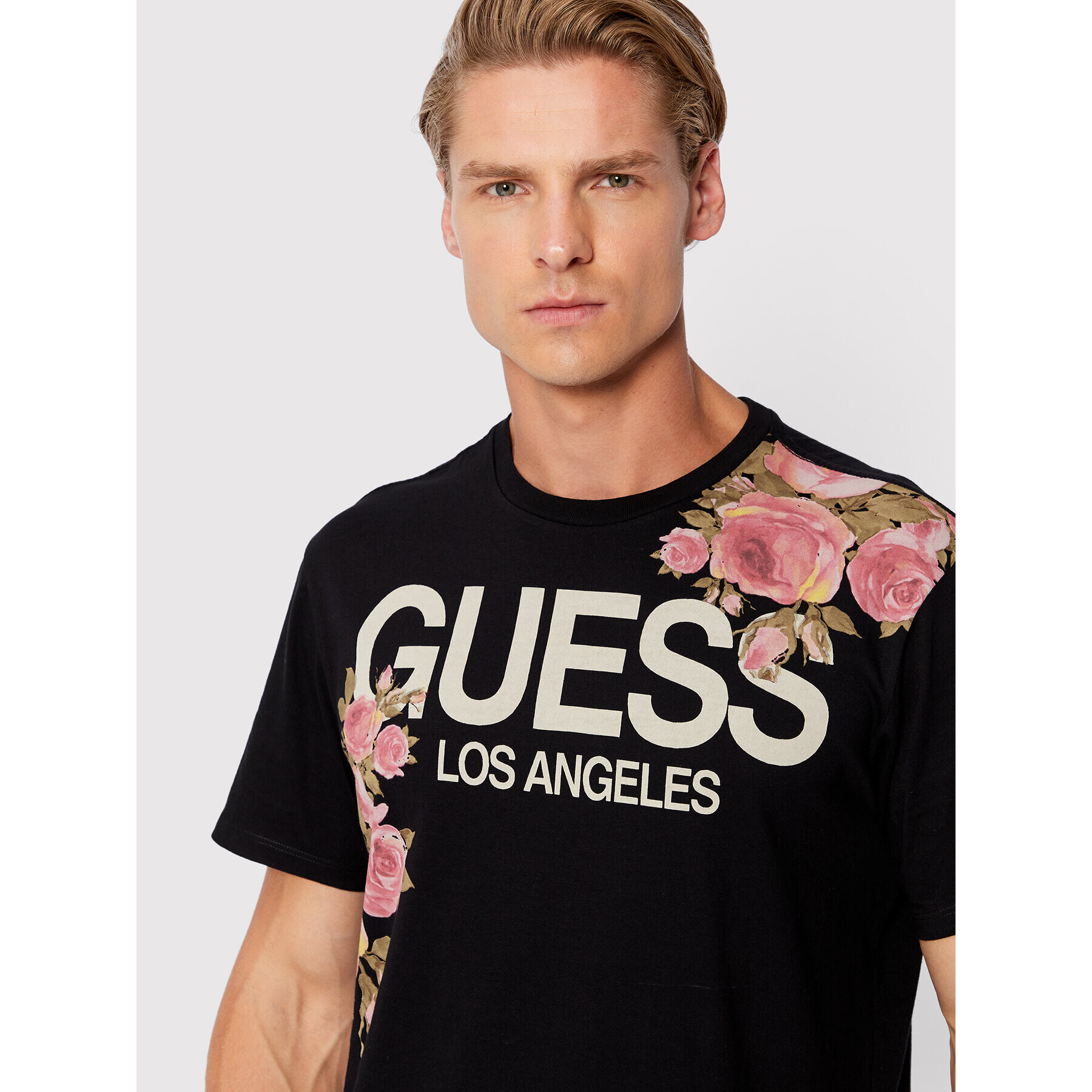 Guess T-Shirt Floral Logo M2BI75 K9RM3 Černá Regular Fit - Pepit.cz