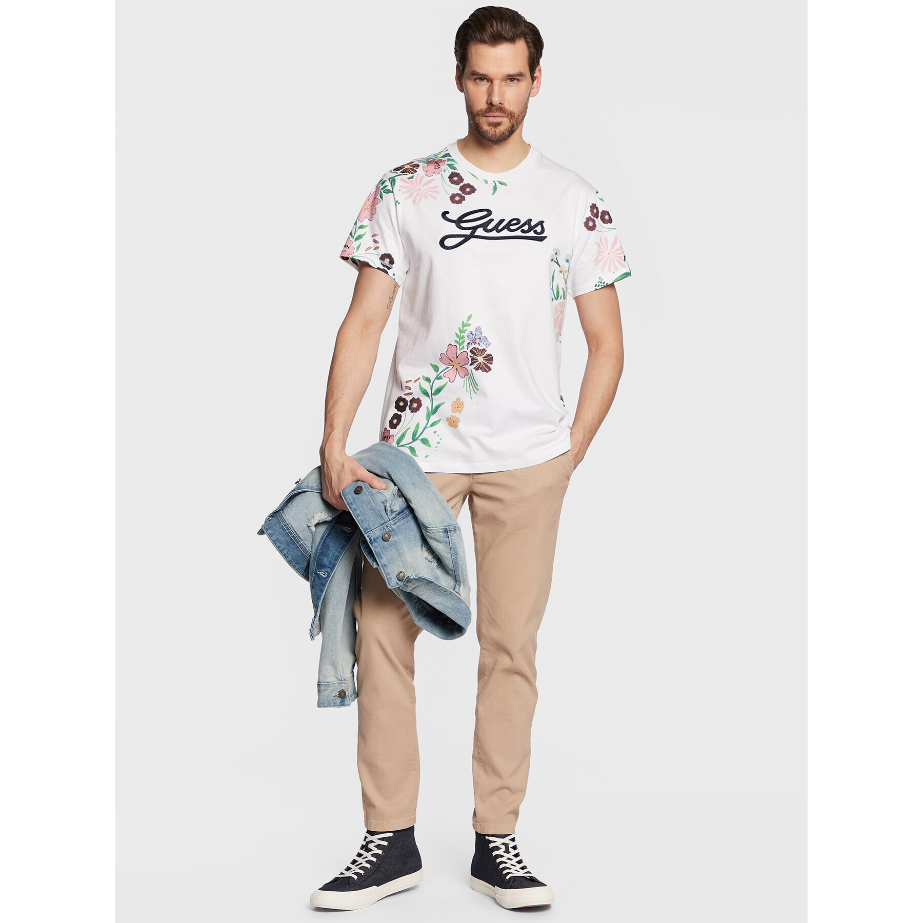 Guess T-Shirt Flower Script M3GI07 K8FQ4 Bílá Regular Fit - Pepit.cz