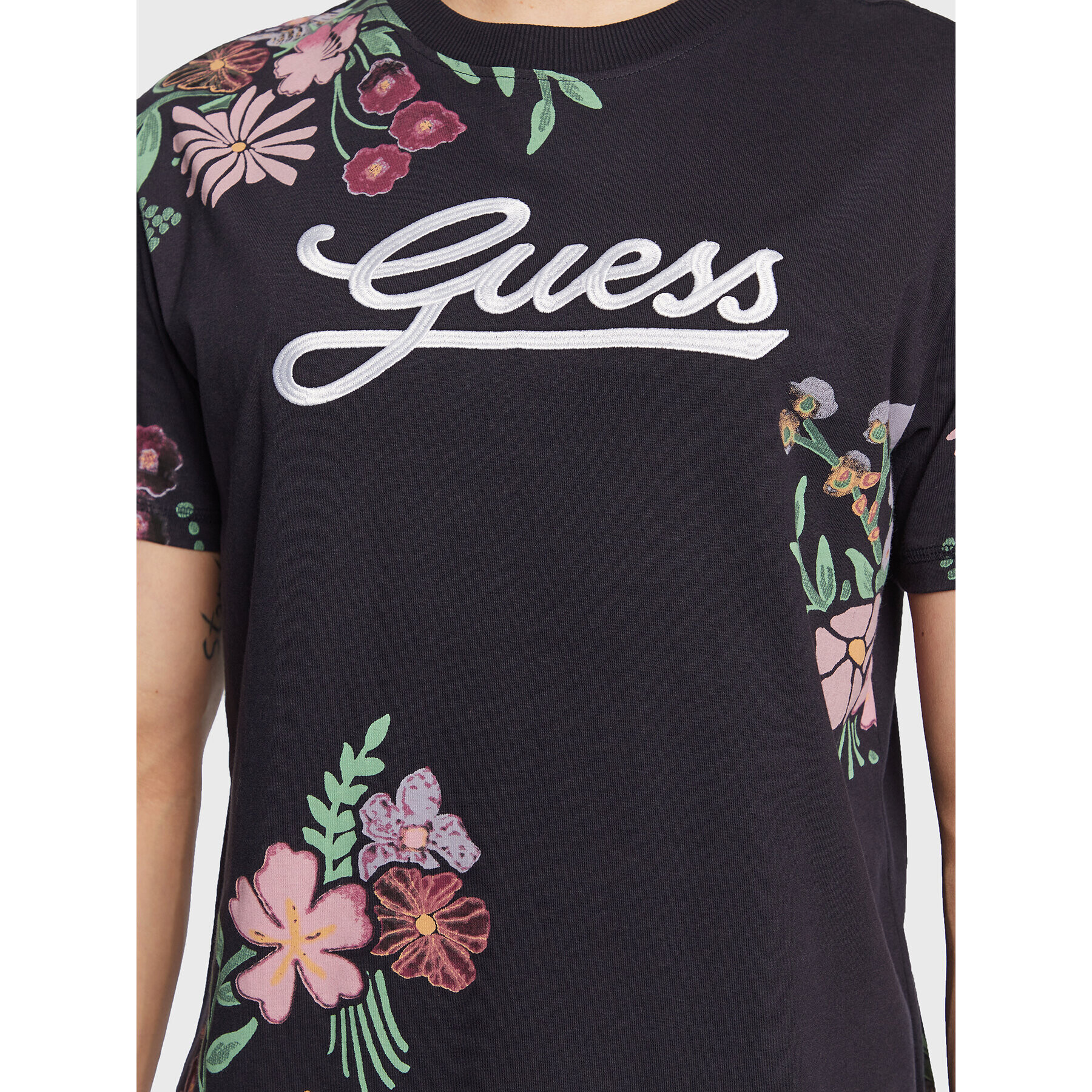 Guess T-Shirt Flower Script M3GI07 K8FQ4 Tmavomodrá Regular Fit - Pepit.cz