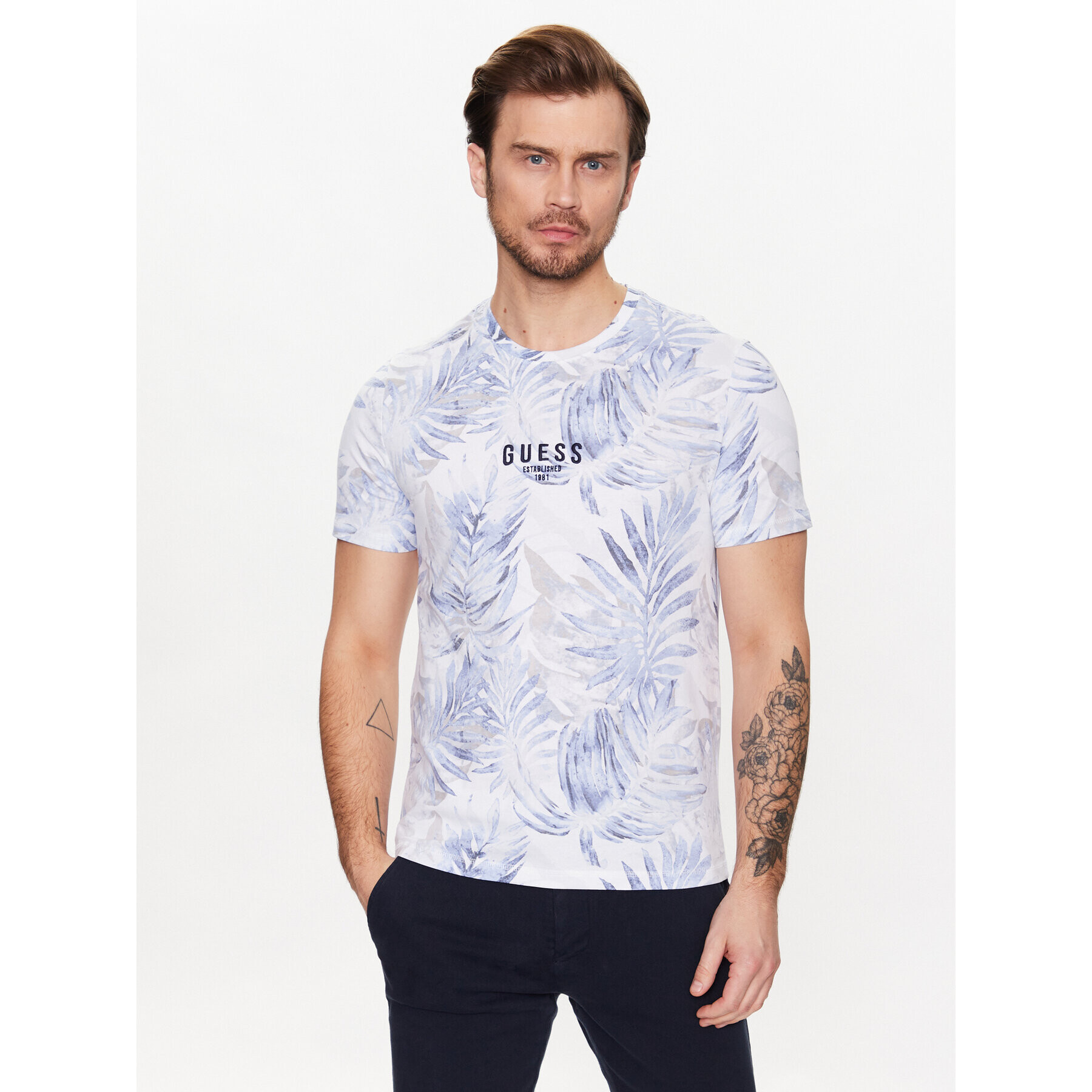 Guess T-Shirt Foliage M3GI27 I3Z14 Modrá Slim Fit - Pepit.cz