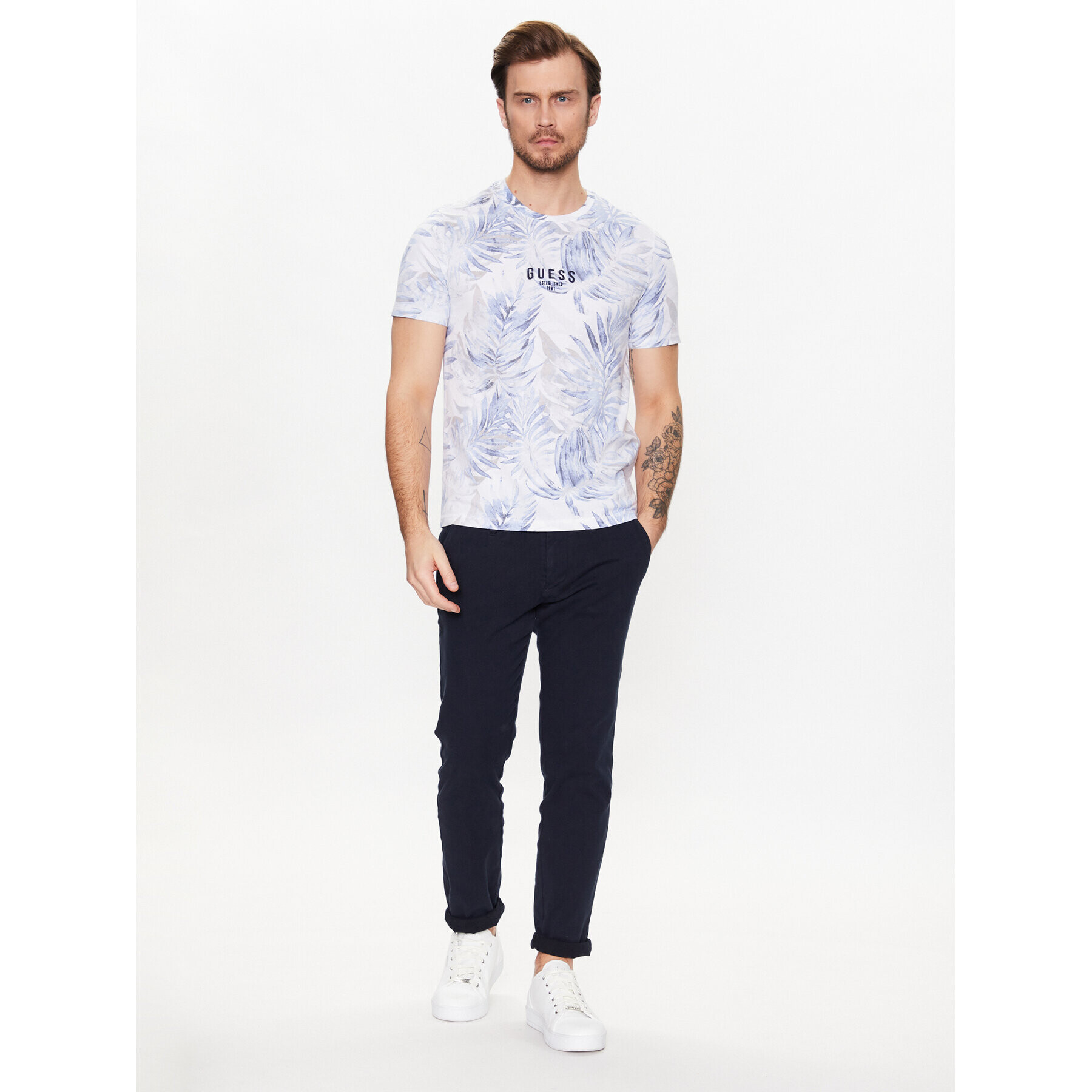 Guess T-Shirt Foliage M3GI27 I3Z14 Modrá Slim Fit - Pepit.cz