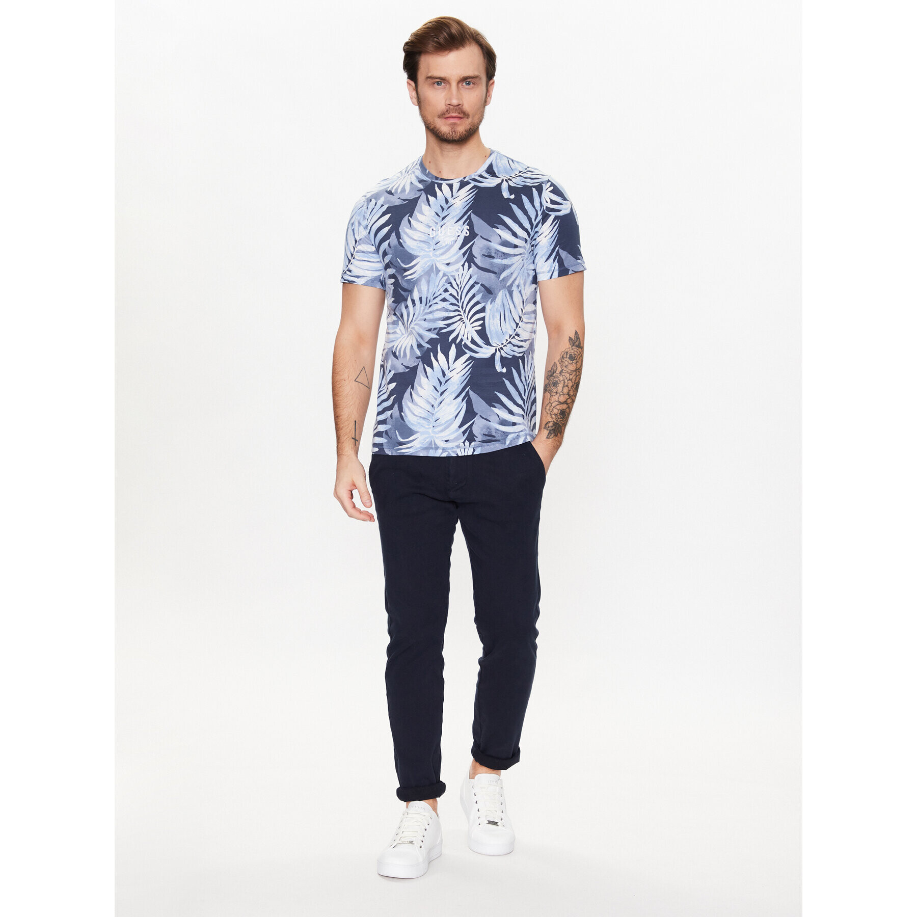 Guess T-Shirt Foliage M3GI27 I3Z14 Tmavomodrá Slim Fit - Pepit.cz