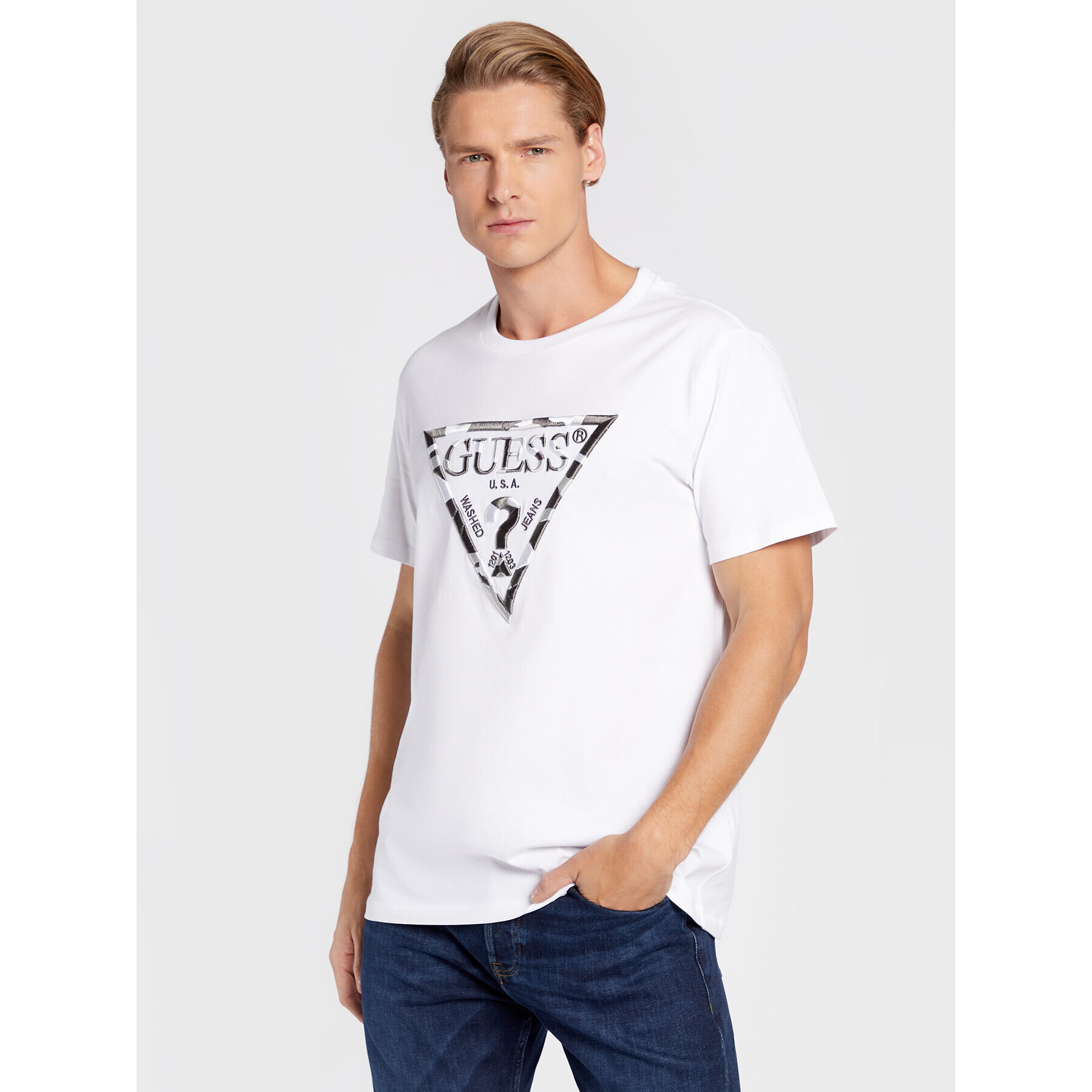 Guess T-Shirt Gad M2BI33 K8FQ4 Bílá Regular Fit - Pepit.cz