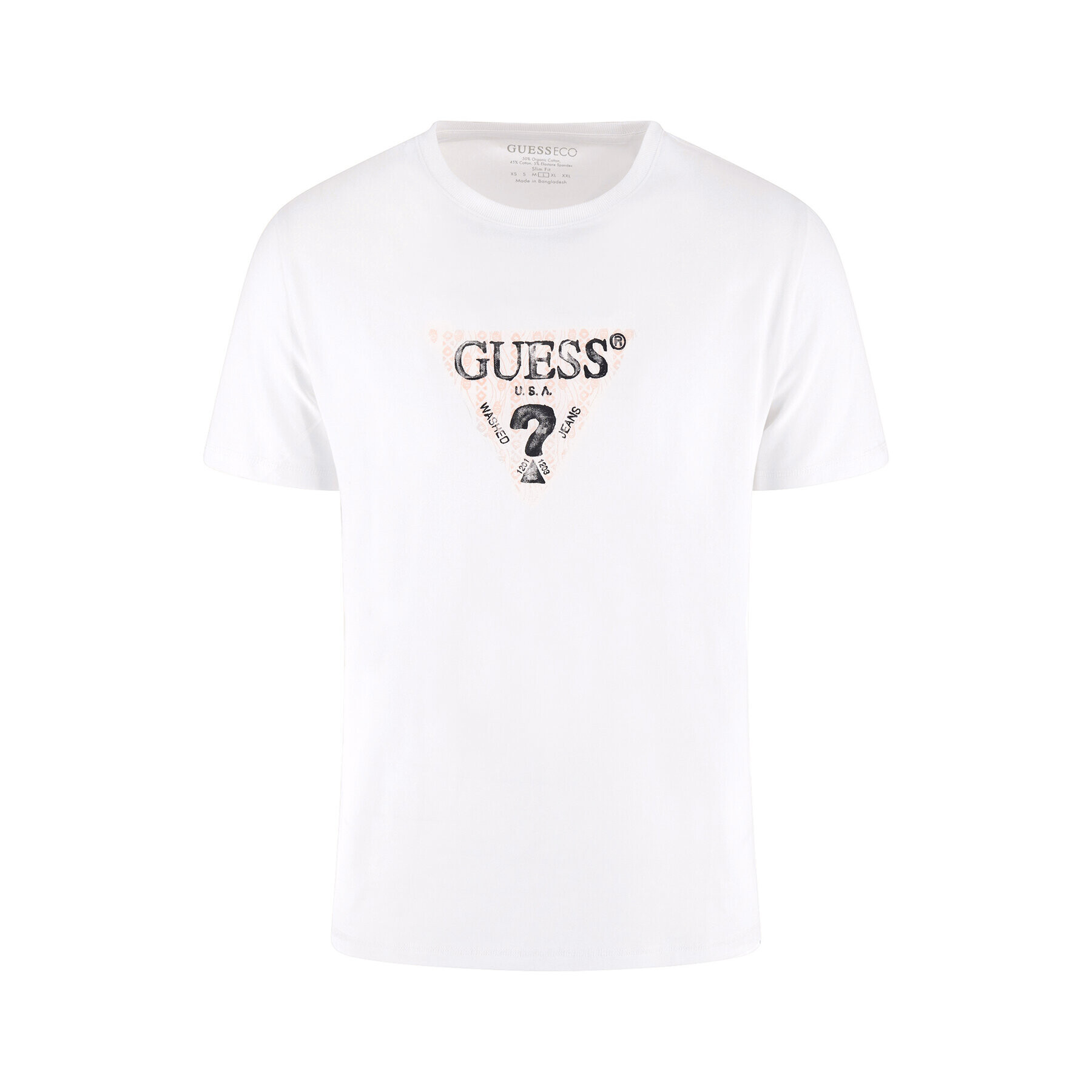 Guess T-Shirt Geo Triangle M3GI23 J1314 Bílá Slim Fit - Pepit.cz