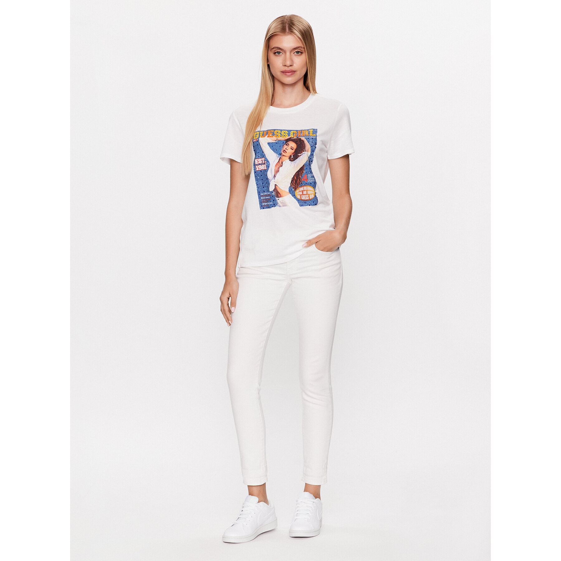 Guess T-Shirt Girl Easy W3GI18 K9SN1 Bílá Regular Fit - Pepit.cz