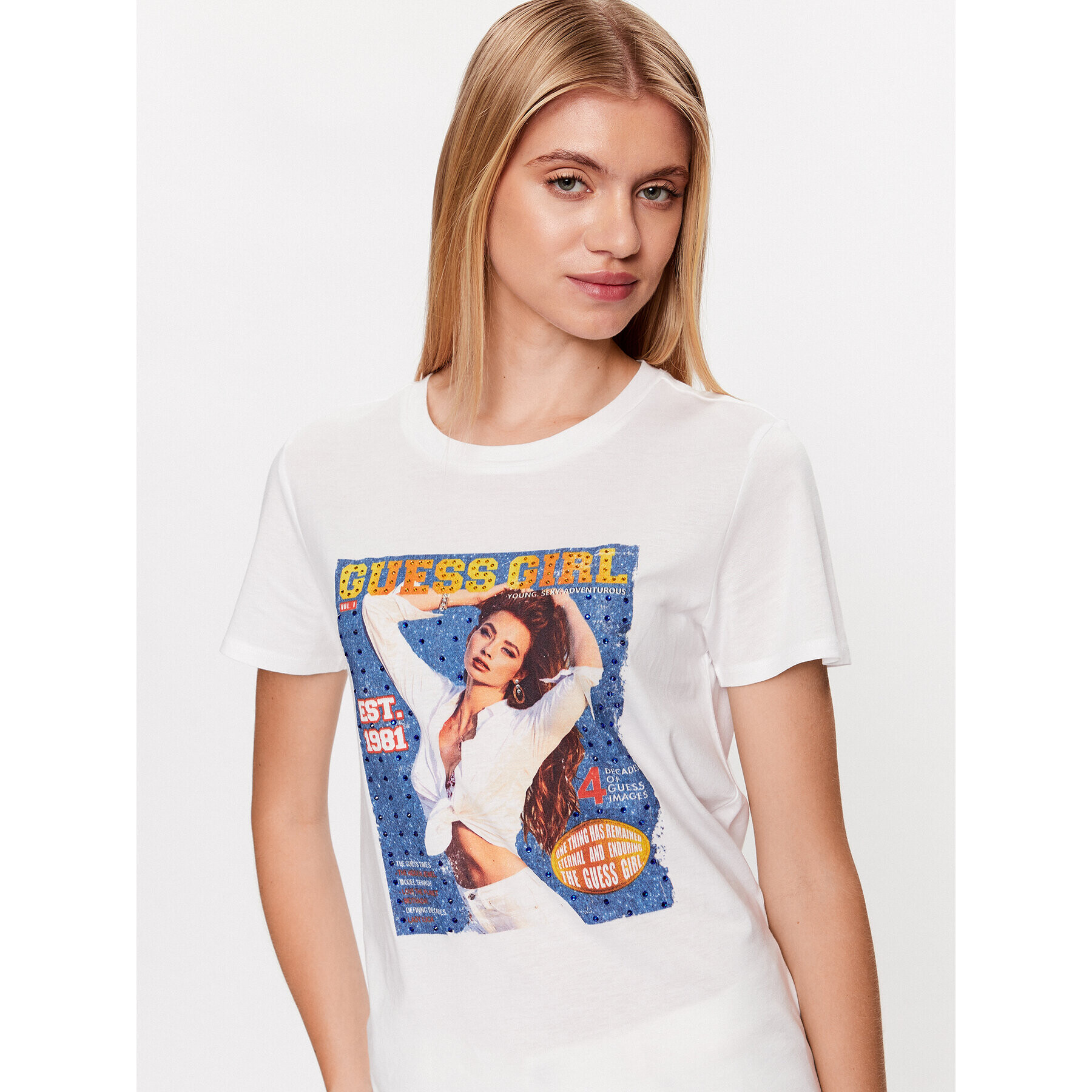 Guess T-Shirt Girl Easy W3GI18 K9SN1 Bílá Regular Fit - Pepit.cz