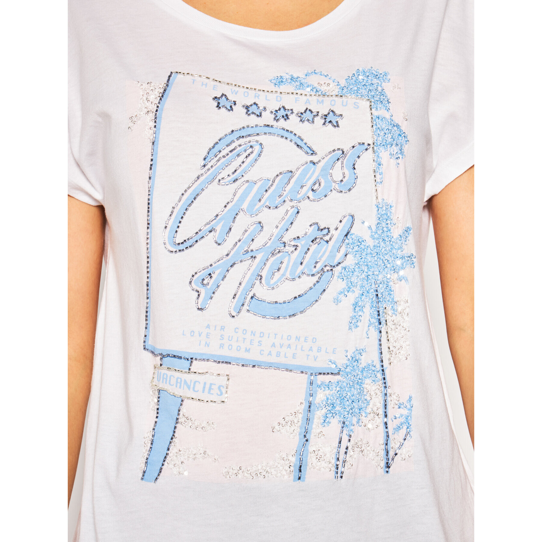 Guess T-Shirt Glamour Tee W0GI50 K46D0 Bílá Regular Fit - Pepit.cz