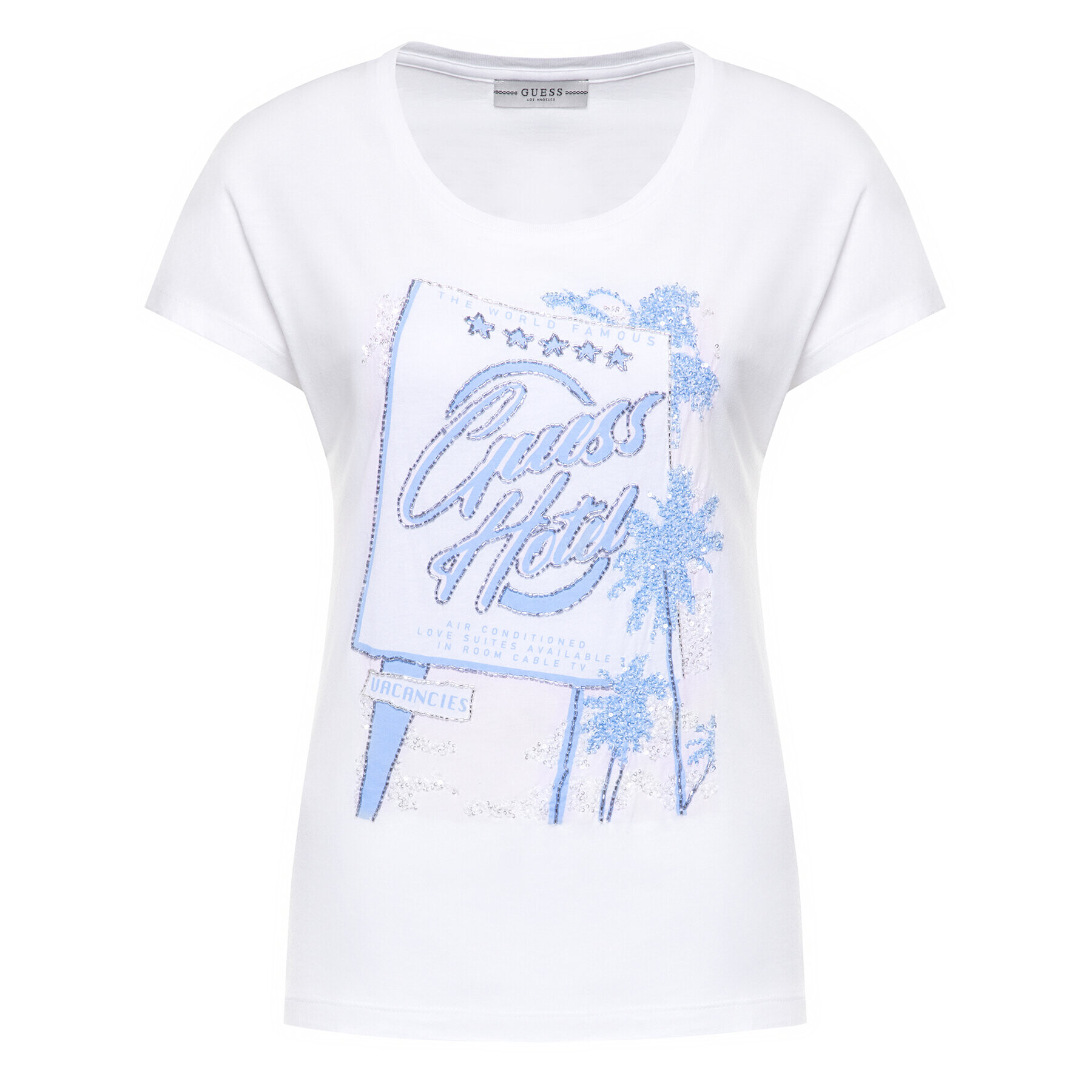 Guess T-Shirt Glamour Tee W0GI50 K46D0 Bílá Regular Fit - Pepit.cz