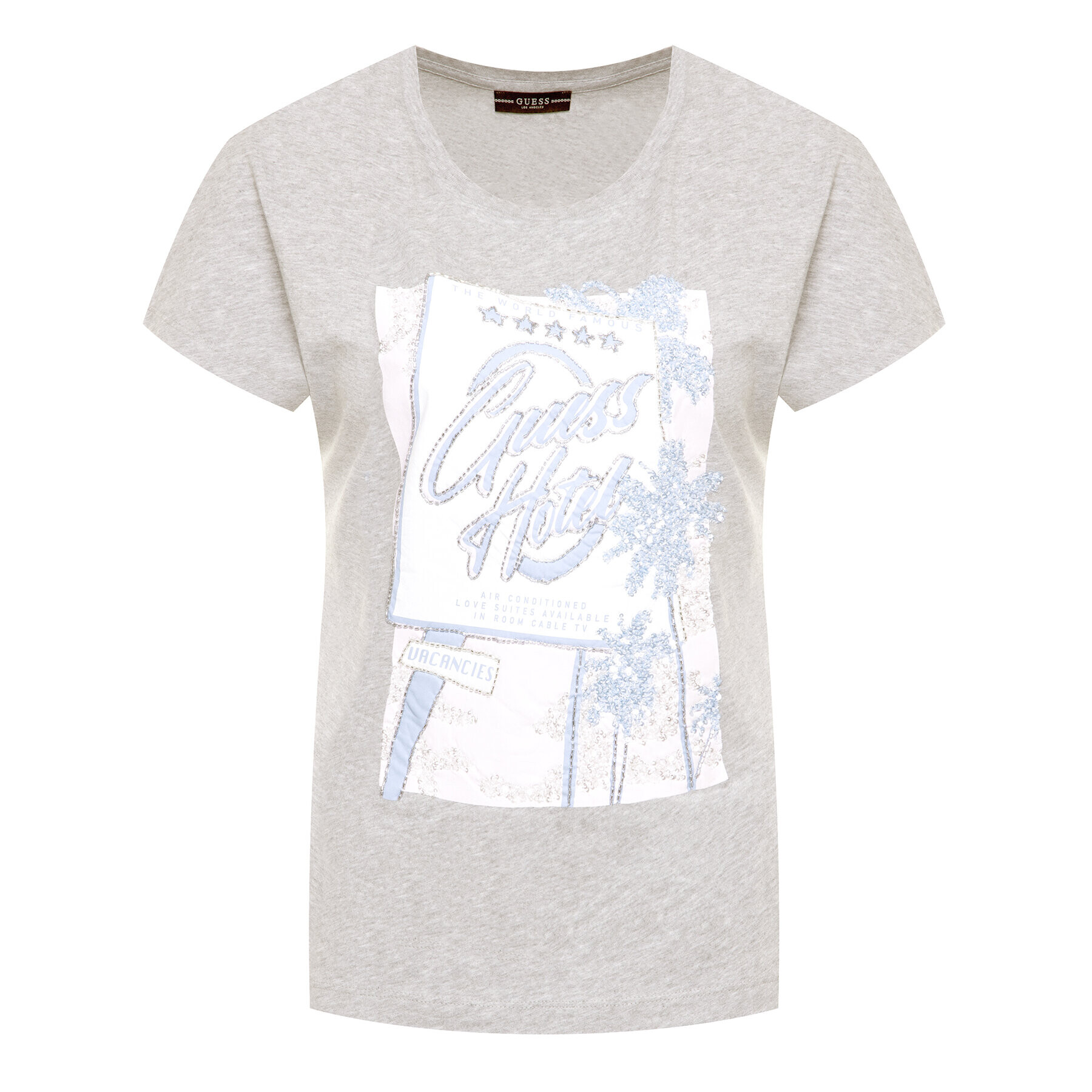 Guess T-Shirt Glamour Tee W0GI50 K46D0 Šedá Regular Fit - Pepit.cz