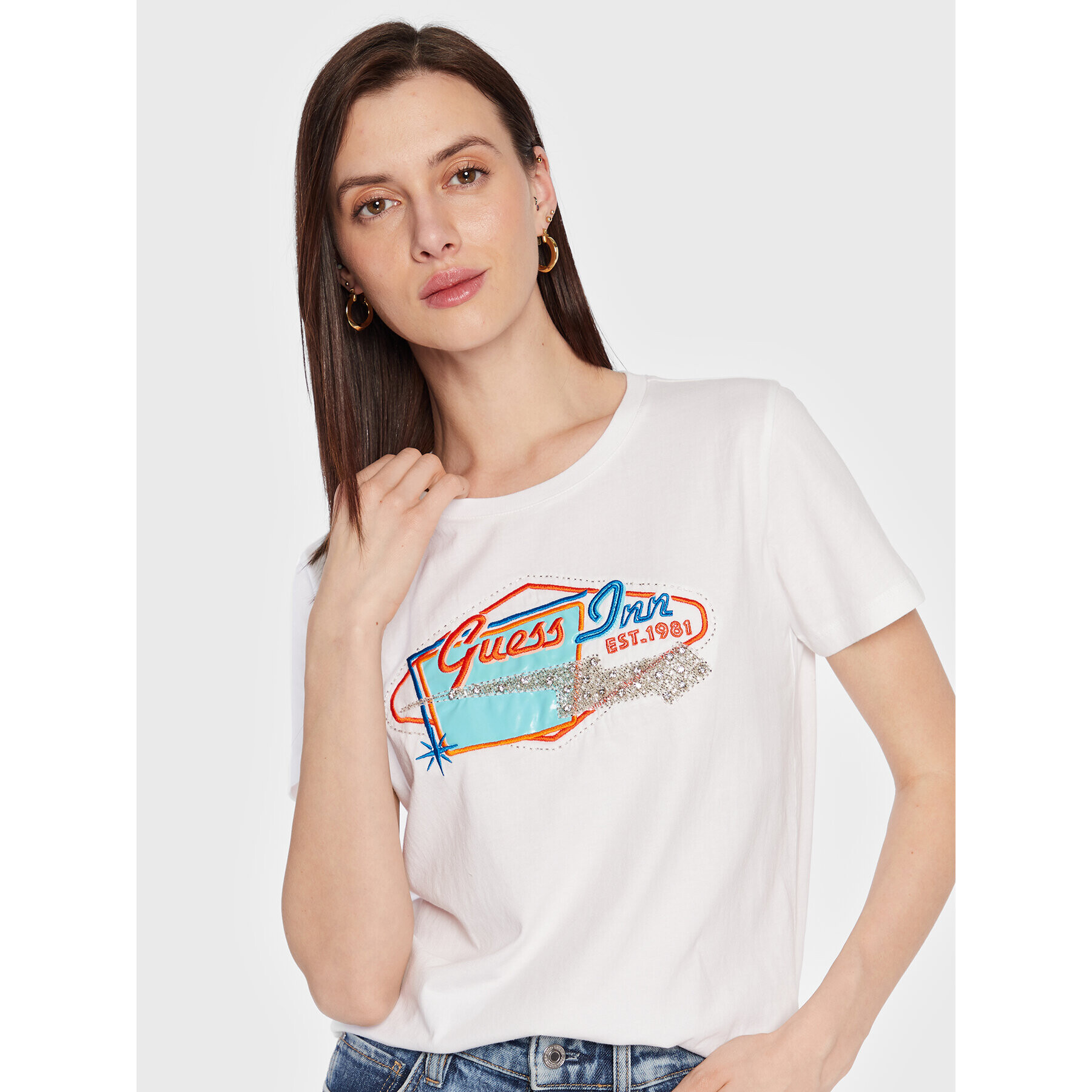 Guess T-Shirt Hotel W3GI26 JA914 Bílá Regular Fit - Pepit.cz