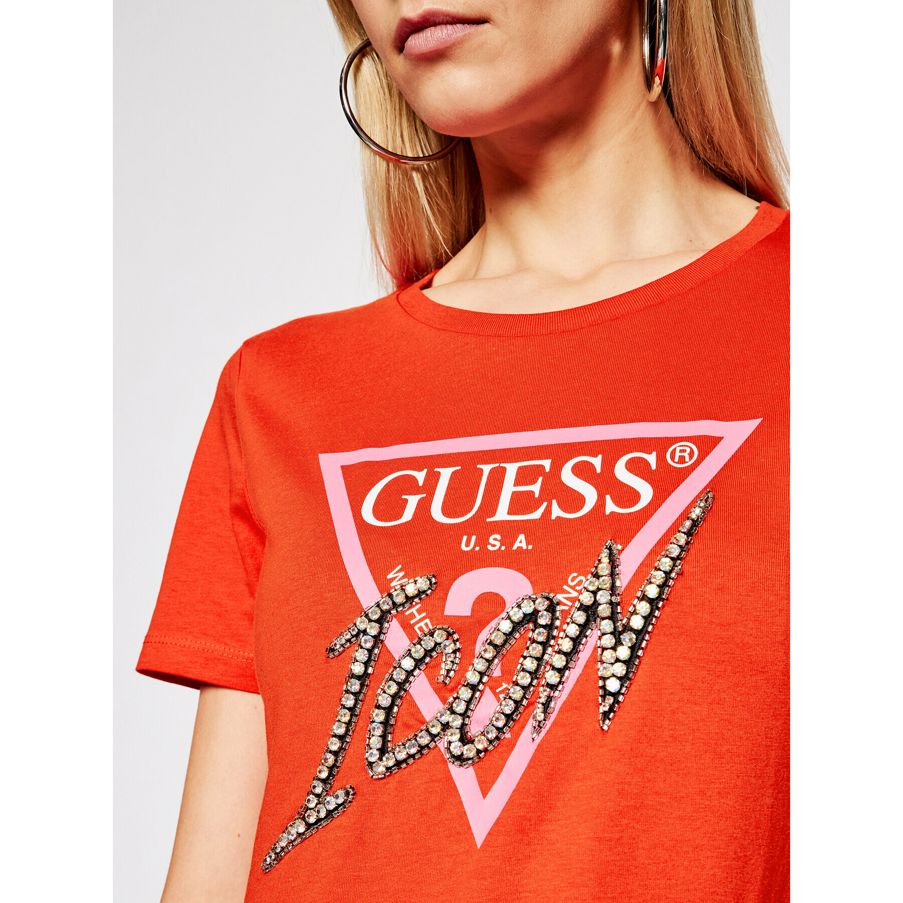 Guess T-Shirt Icon W1RI25 I3Z00 Červená Regular Fit - Pepit.cz