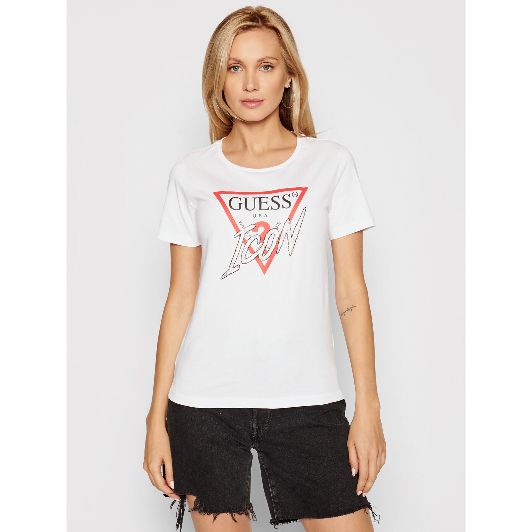 Guess T-Shirt Icon W1YI0Y I3Z00 Bílá Regular Fit - Pepit.cz