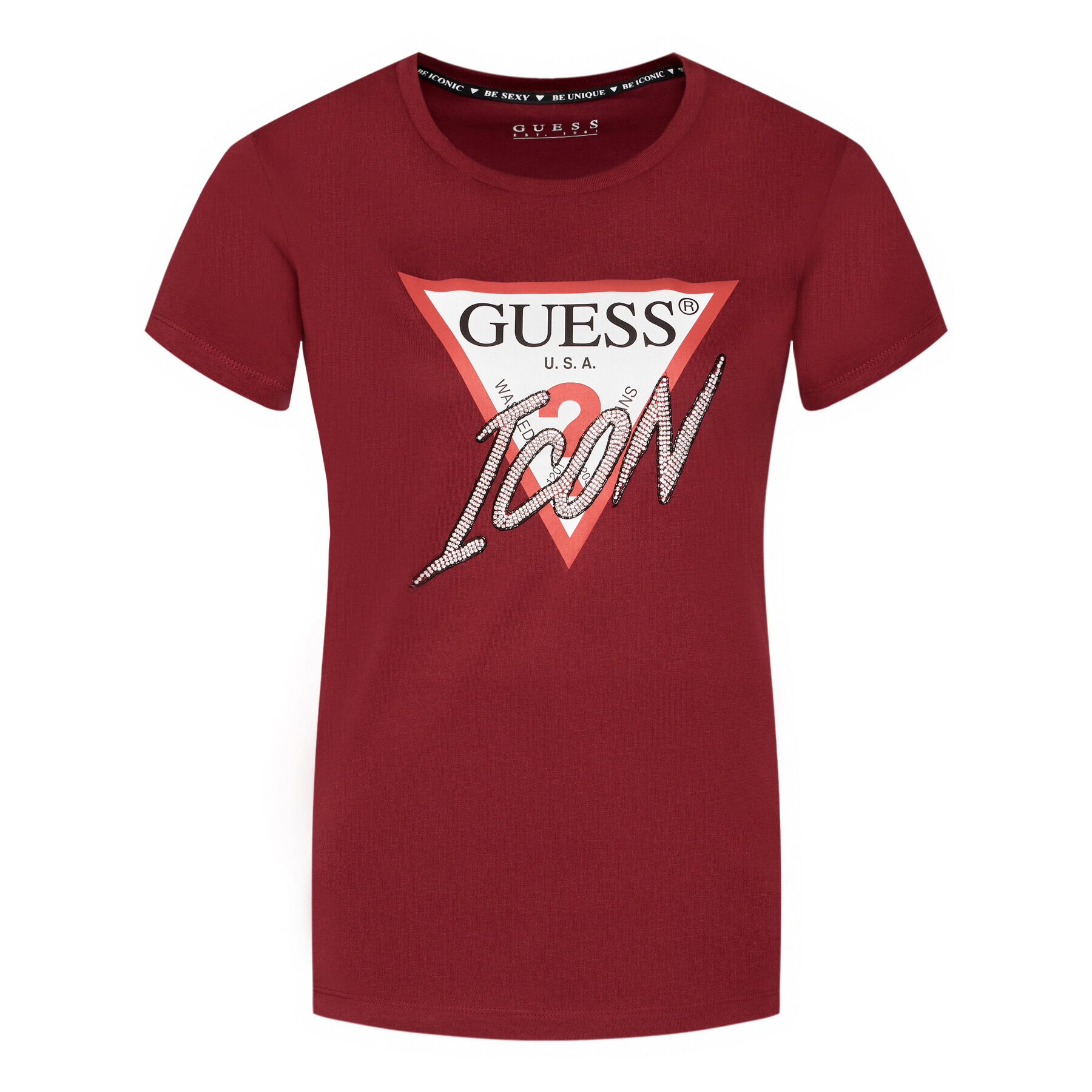 Guess T-Shirt Icon W1YI0Y I3Z00 Bordó Regular Fit - Pepit.cz