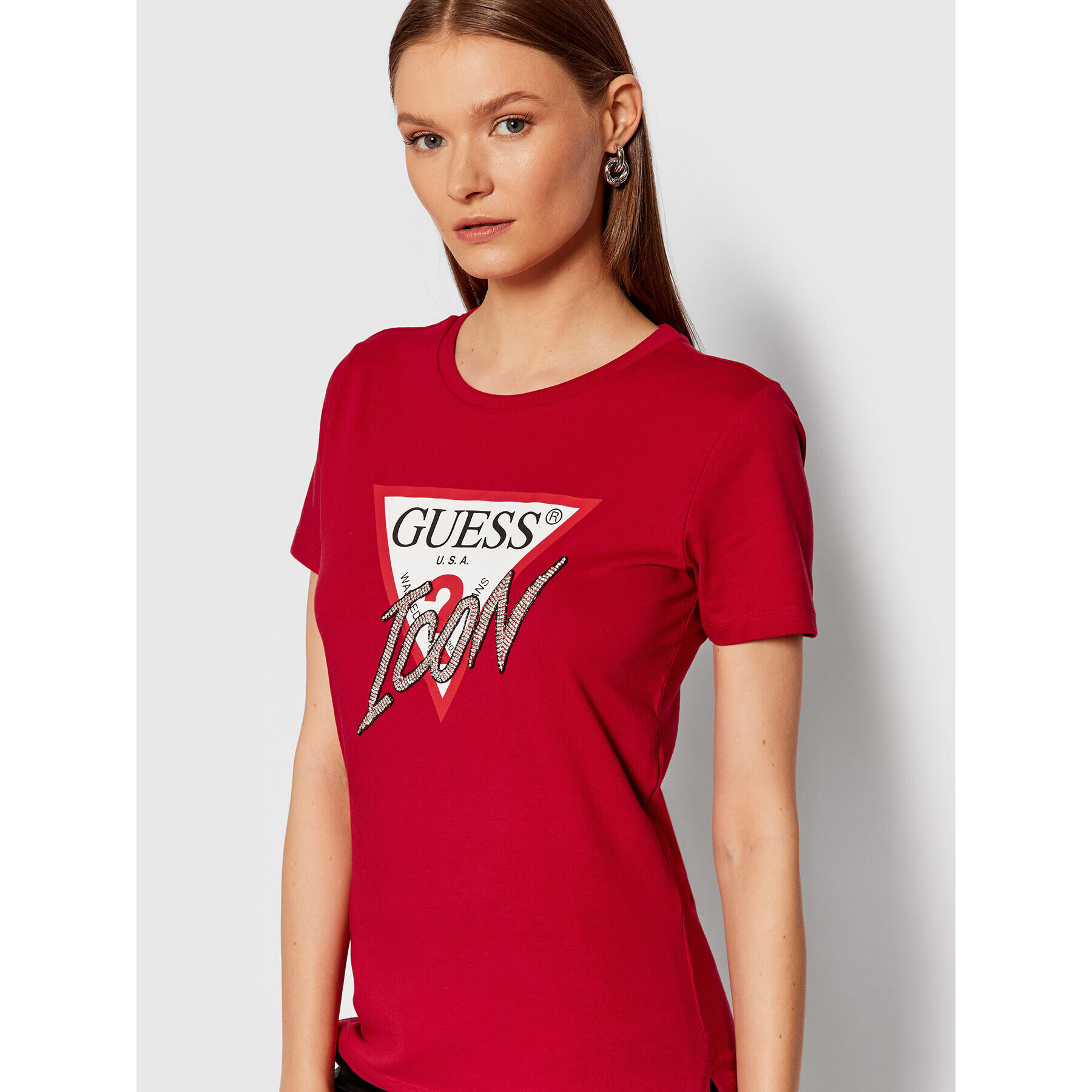 Guess T-Shirt Icon W1YI0Y I3Z00 Červená Regular Fit - Pepit.cz