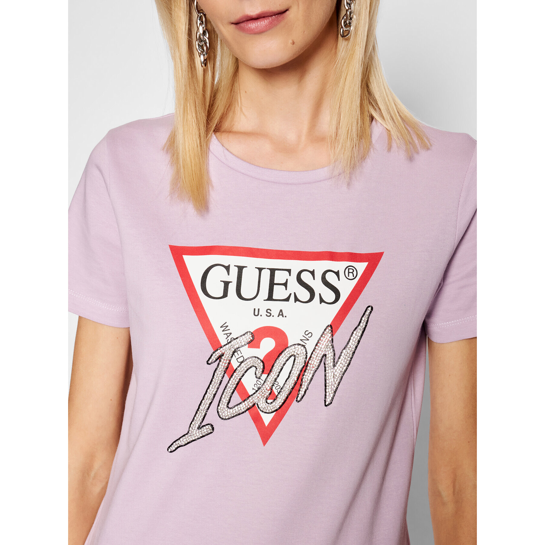 Guess T-Shirt Icon W1YI0Y I3Z00 Fialová Regular Fit - Pepit.cz