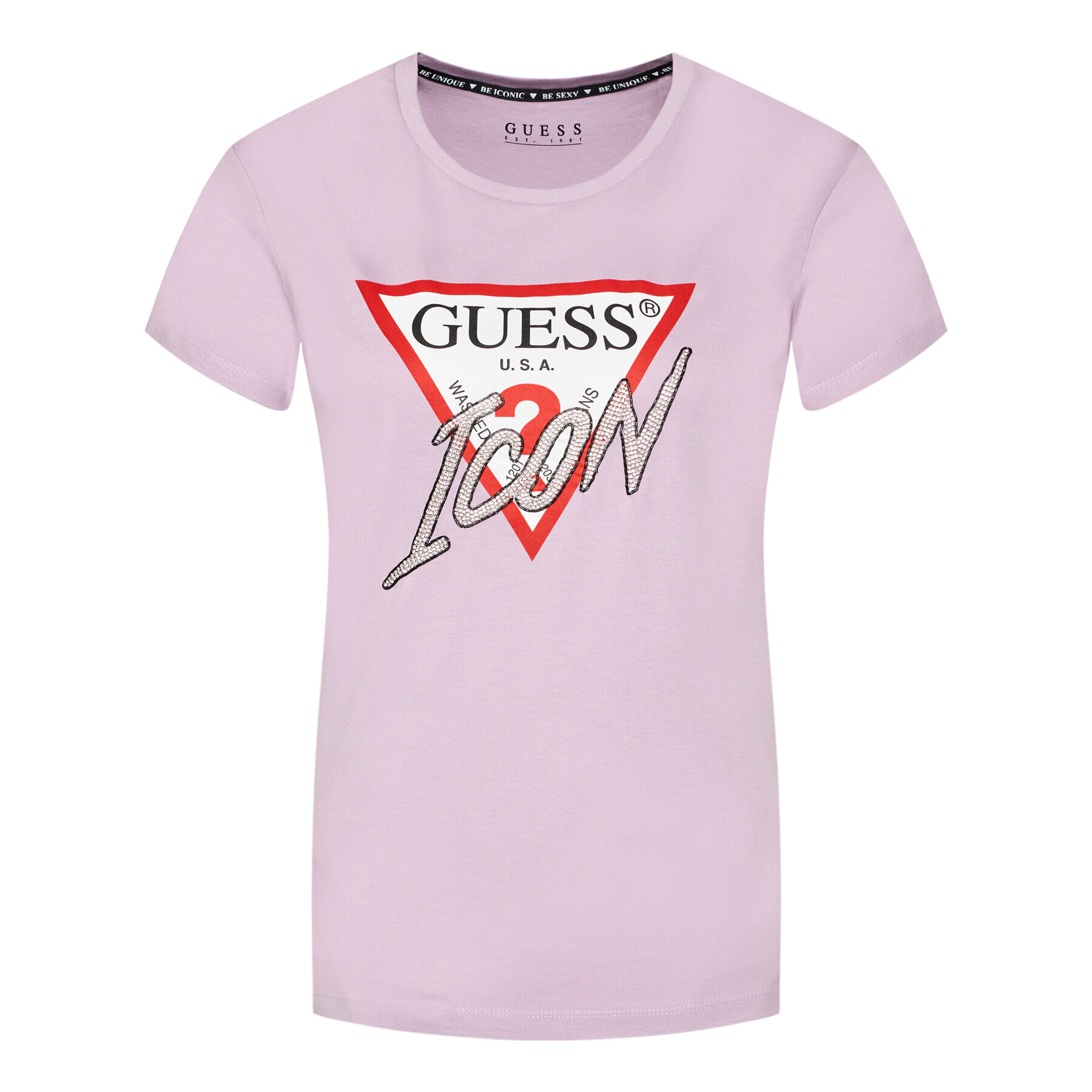 Guess T-Shirt Icon W1YI0Y I3Z00 Fialová Regular Fit - Pepit.cz