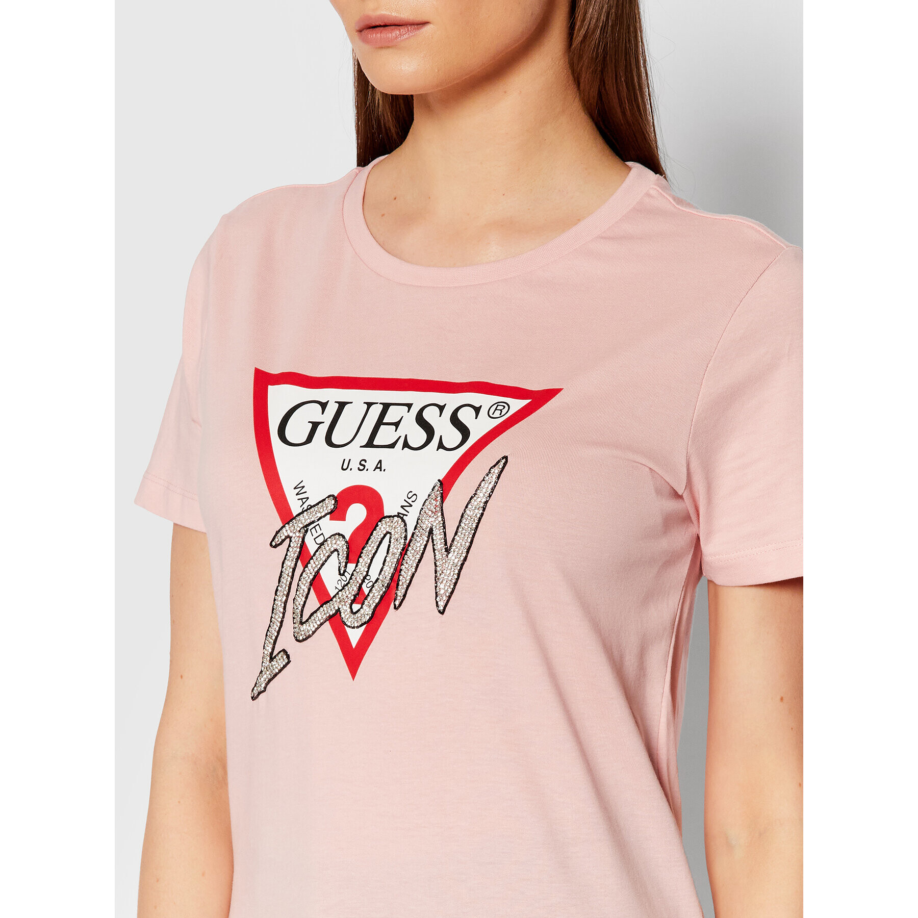 Guess T-Shirt Icon W1YI0Y I3Z00 Růžová Regular Fit - Pepit.cz