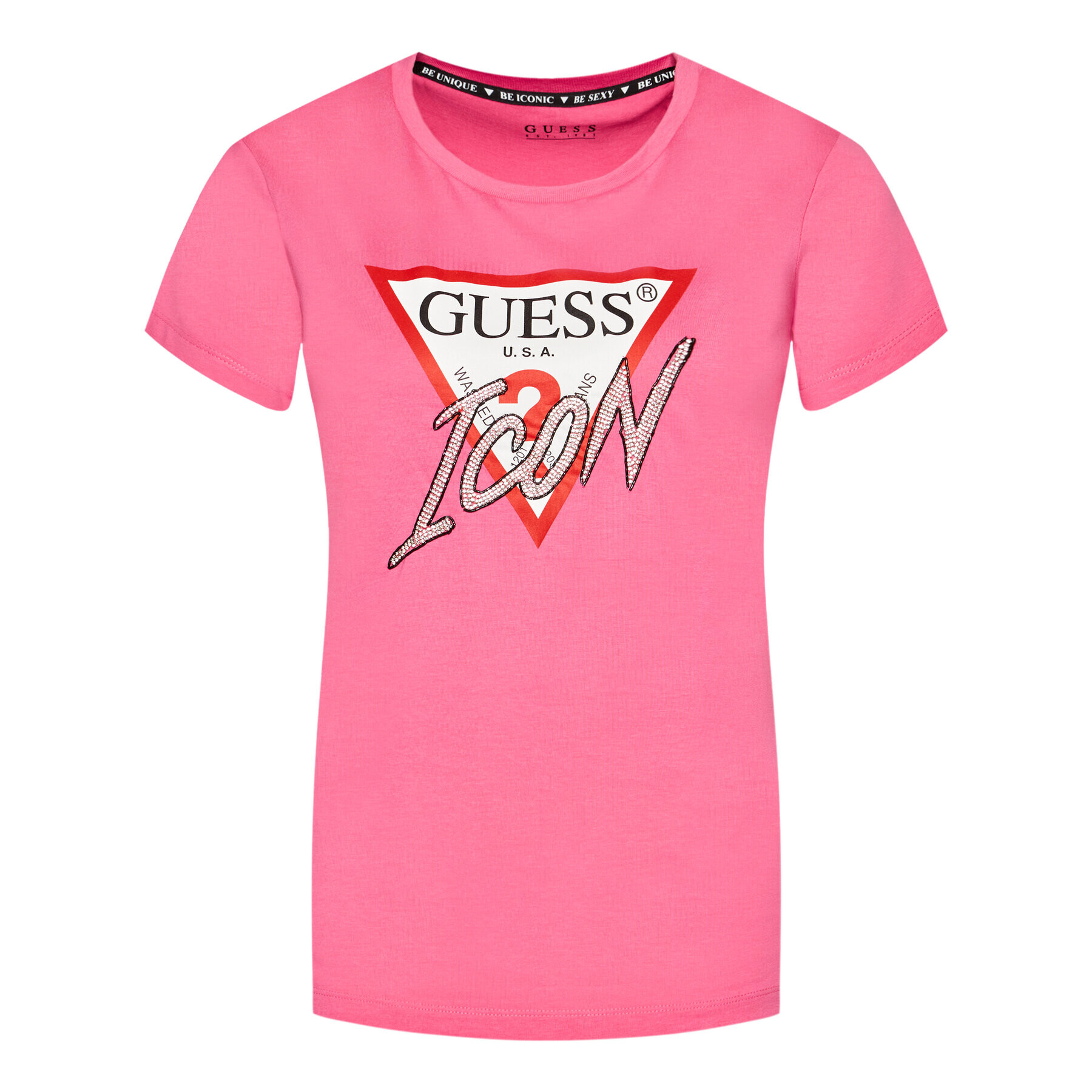 Guess T-Shirt Icon W1YI0Y I3Z00 Růžová Regular Fit - Pepit.cz