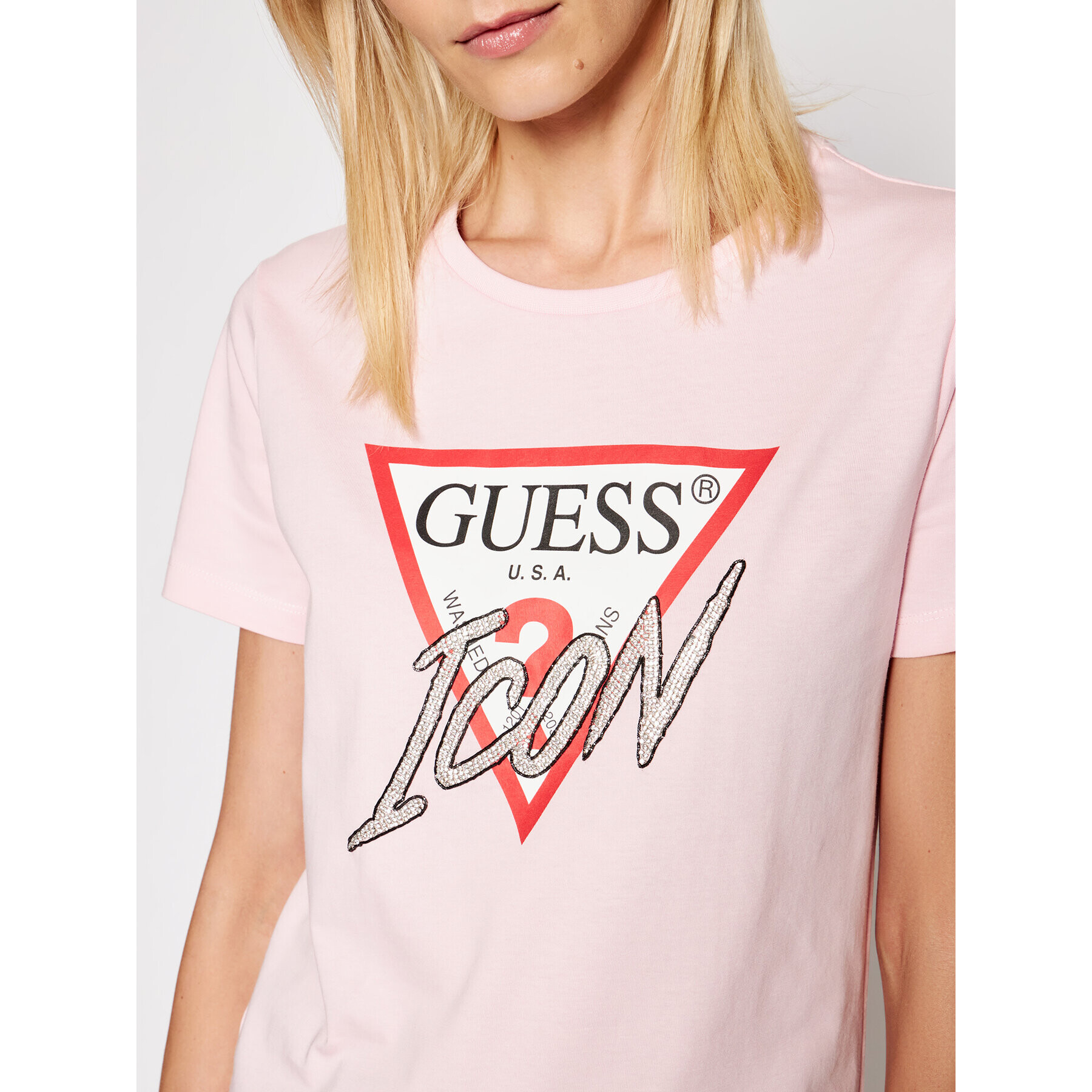 Guess T-Shirt Icon W1YI0Y I3Z00 Růžová Regular Fit - Pepit.cz