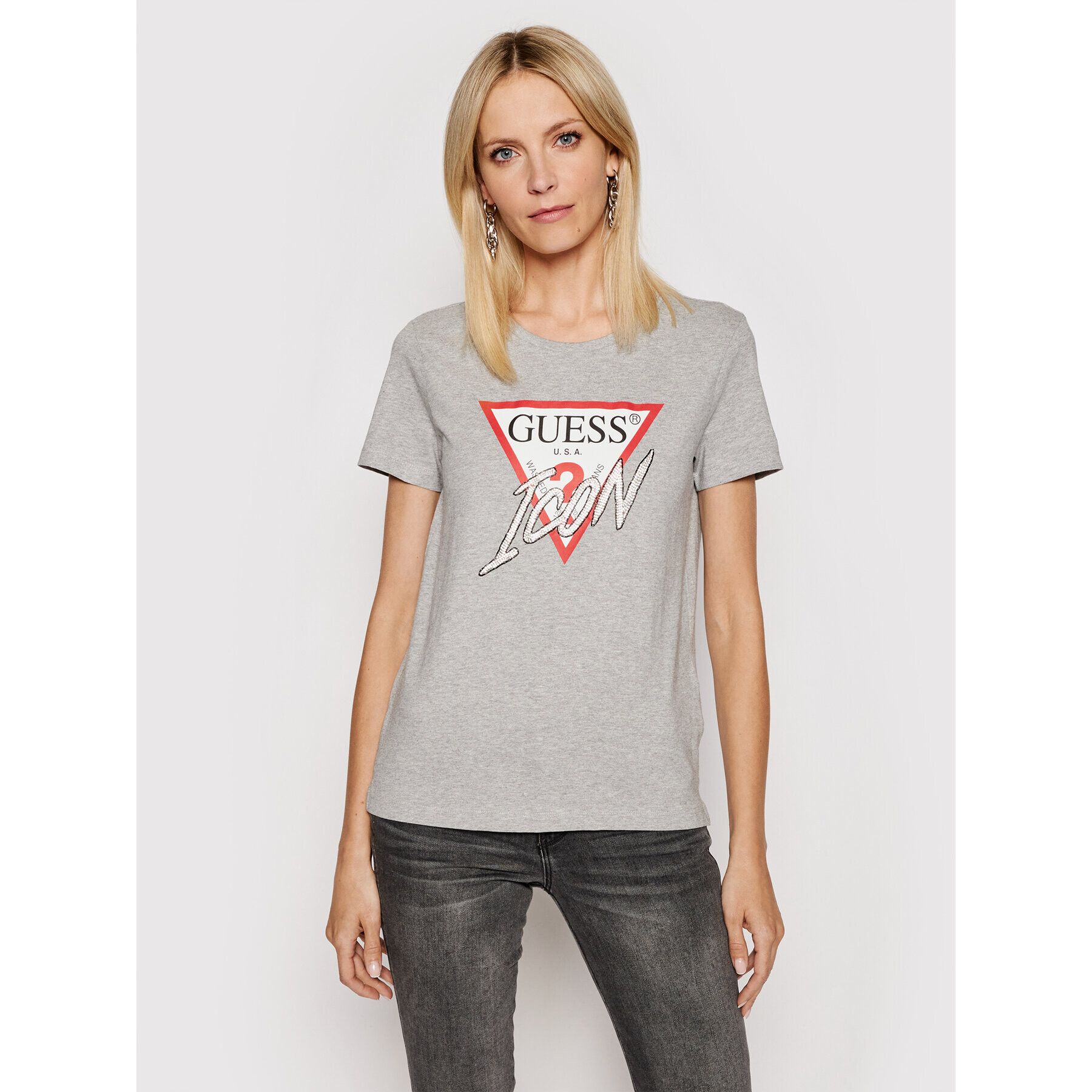 Guess T-Shirt Icon W1YI0Y I3Z00 Šedá Regular Fit - Pepit.cz