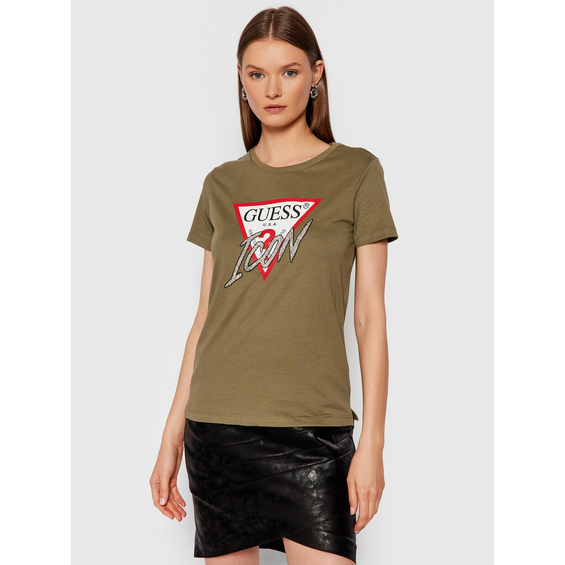 Guess T-Shirt Icon W1YI0Y I3Z00 Zelená Regular Fit - Pepit.cz