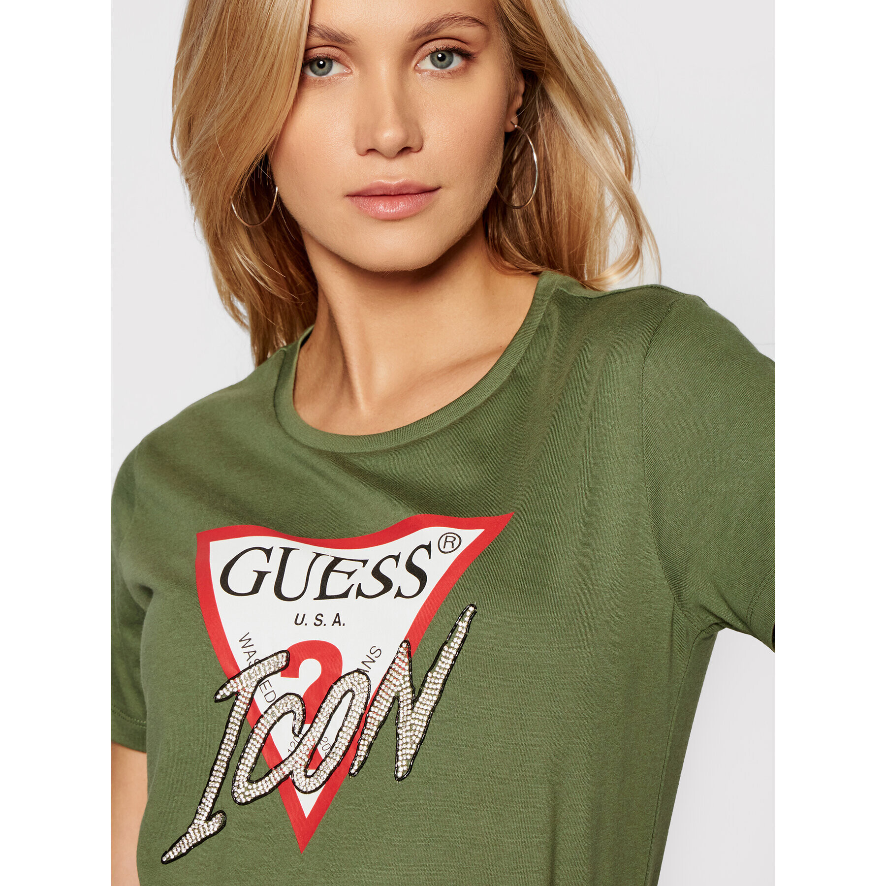 Guess T-Shirt Icon W1YI0Y I3Z00 Zelená Regular Fit - Pepit.cz