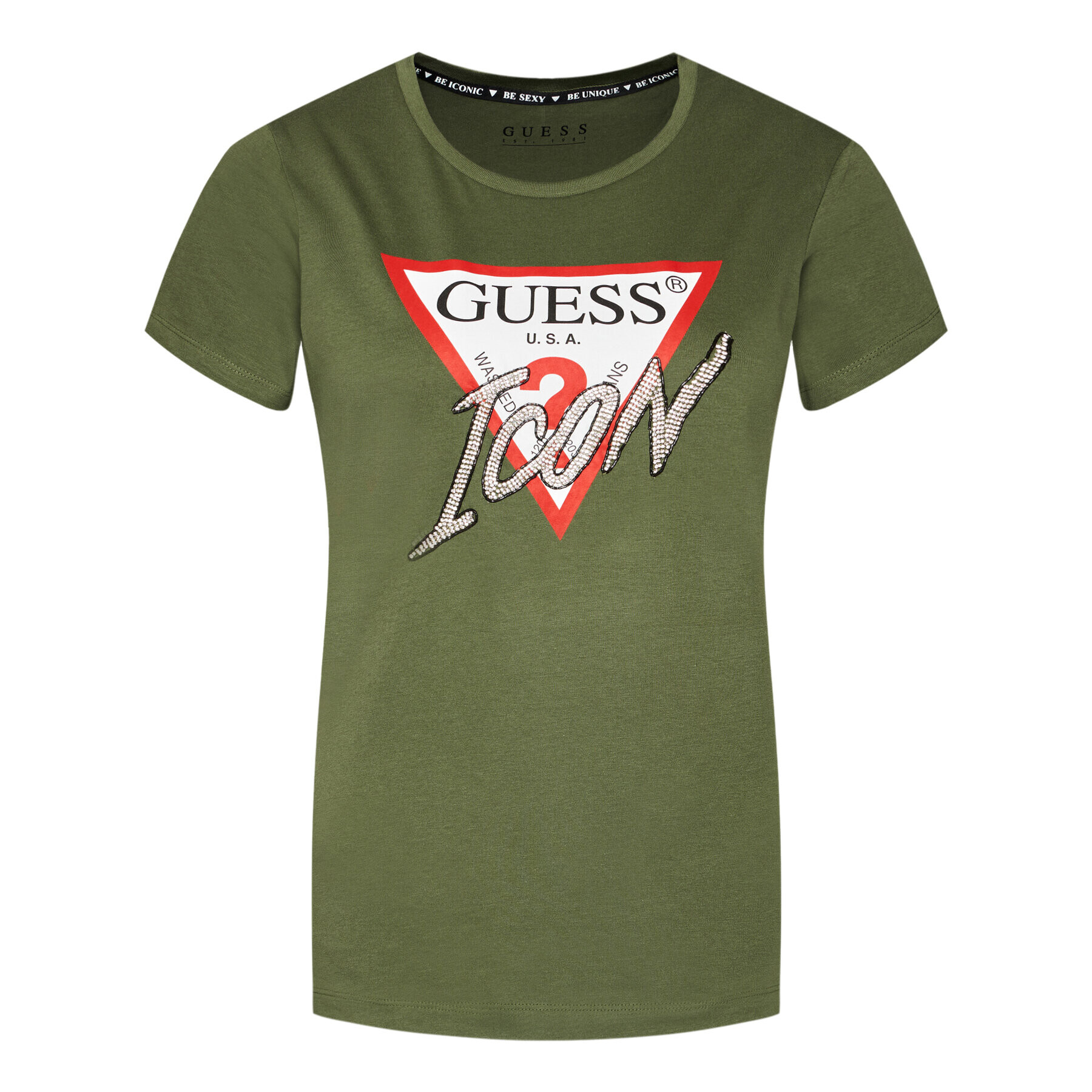 Guess T-Shirt Icon W1YI0Y I3Z00 Zelená Regular Fit - Pepit.cz