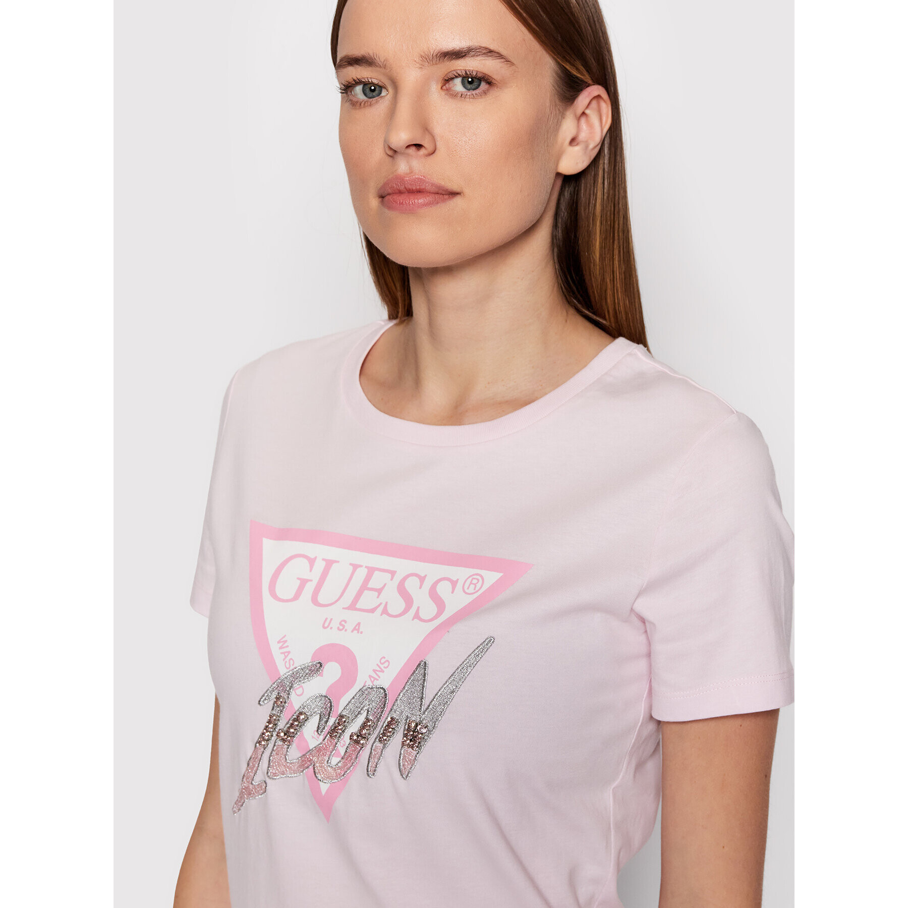 Guess T-Shirt Icon W2GI02 I3Z11 Růžová Regualr Fit - Pepit.cz