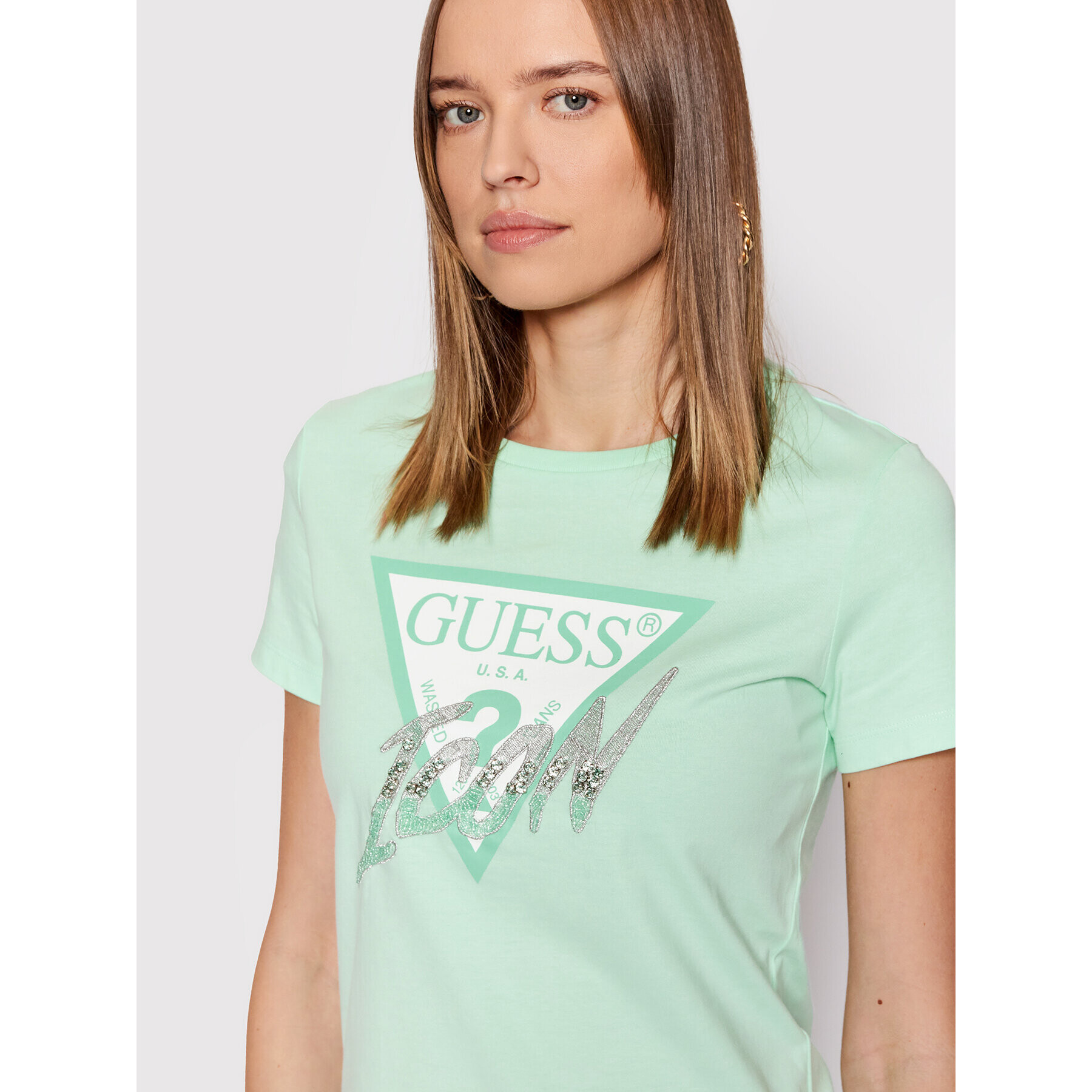 Guess T-Shirt Icon W2GI02 I3Z11 Zelená Regular Fit - Pepit.cz