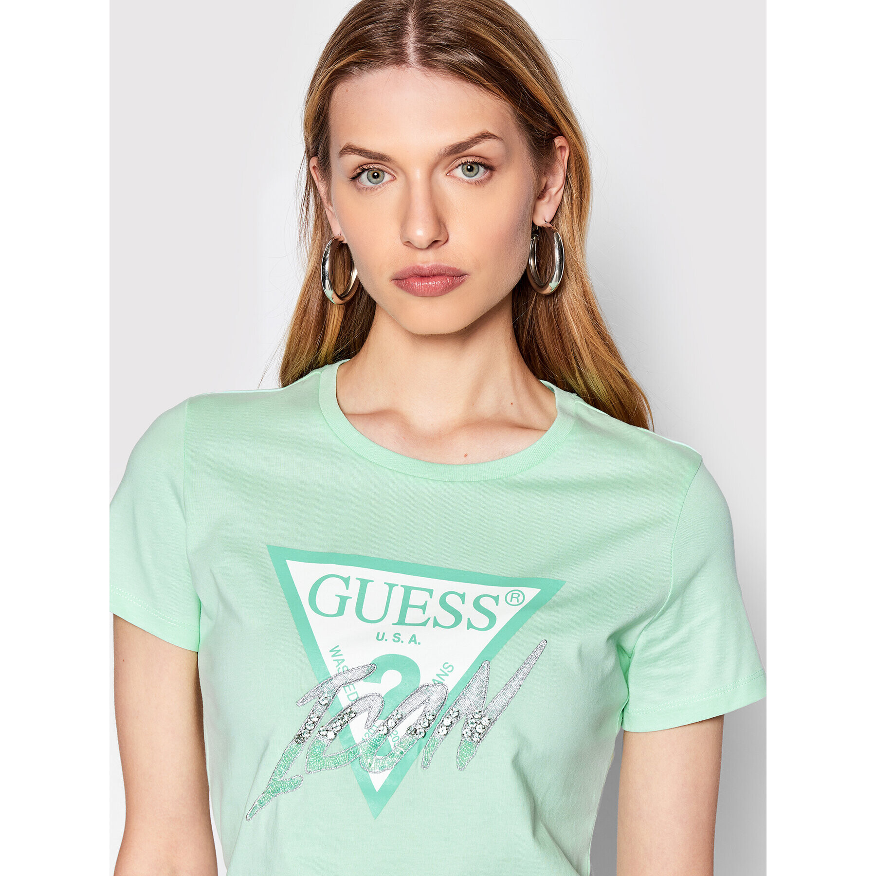 Guess T-Shirt Icon W2GI02 I3Z11 Zelená Regular Fit - Pepit.cz