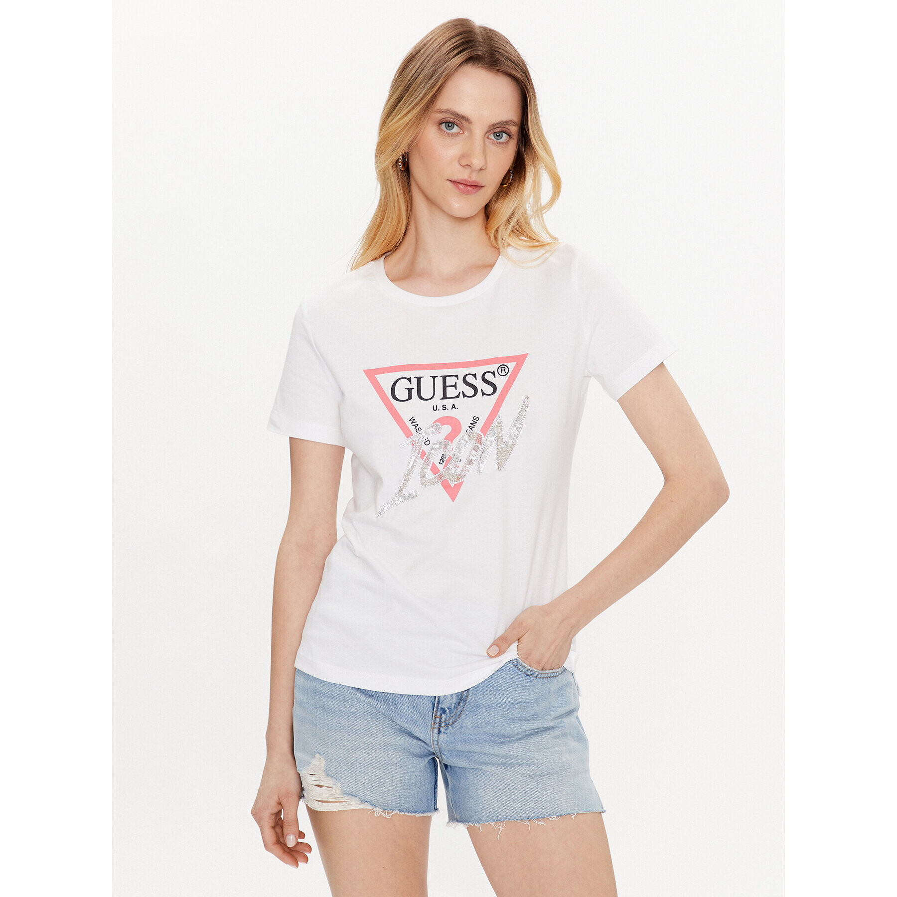 Guess T-Shirt Icon W3GI46 I3Z14 Bílá Regular Fit - Pepit.cz