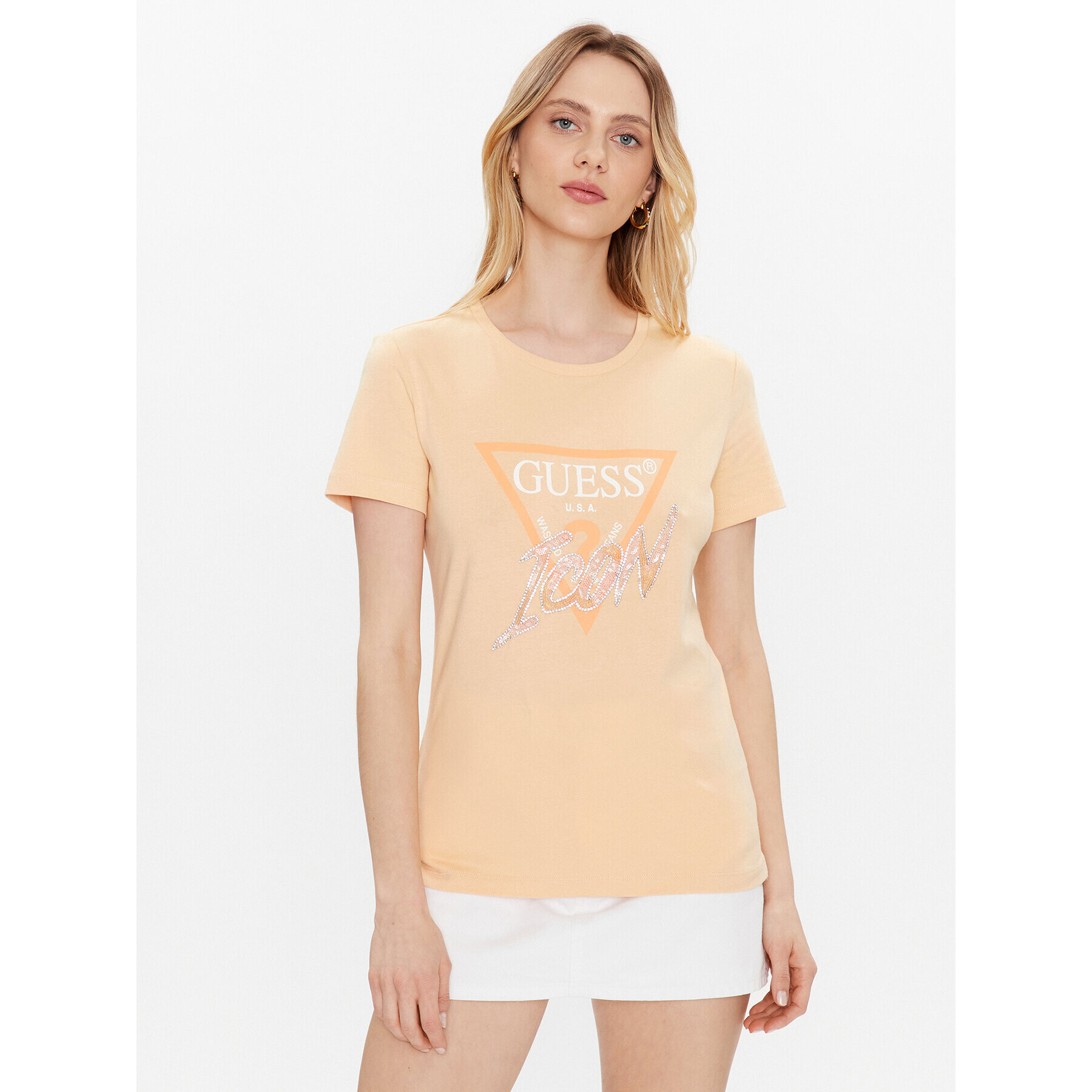 Guess T-Shirt Icon W3GI46 I3Z14 Oranžová Regular Fit - Pepit.cz