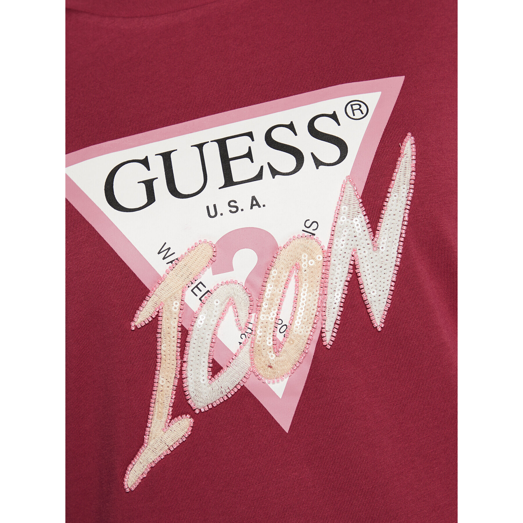 Guess T-Shirt Icon W3RI12 I3Z14 Bordó Regular Fit - Pepit.cz